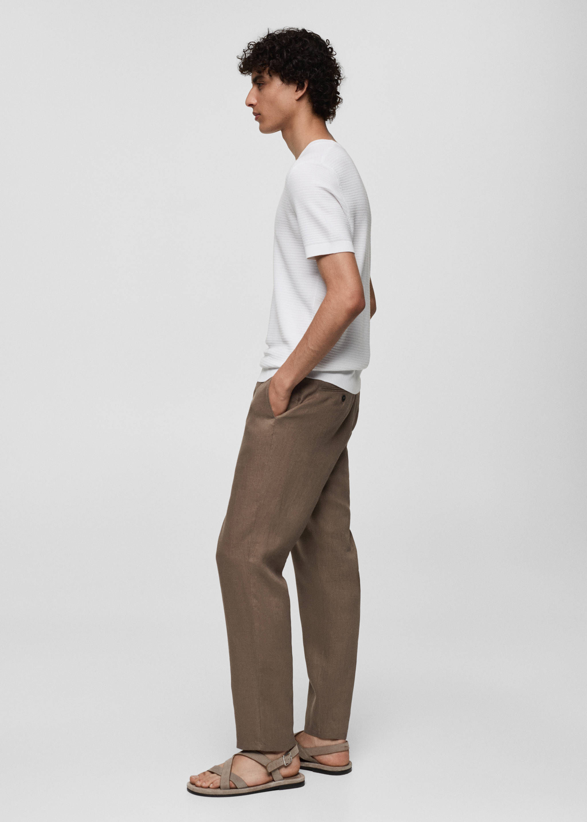 Slim-fit 100% linen pants - Details of the article 2