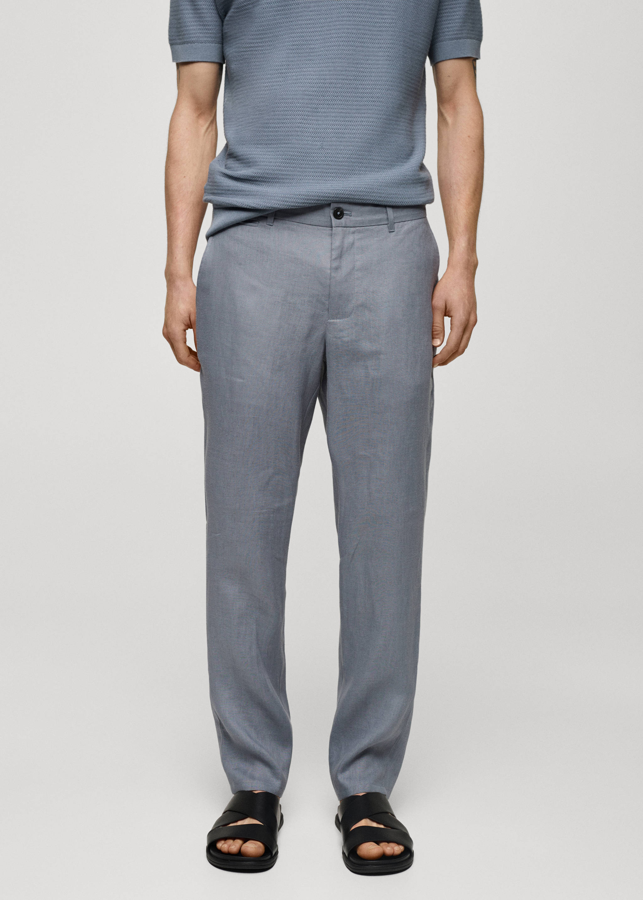 Slim-fit 100% linen pants - Medium plane