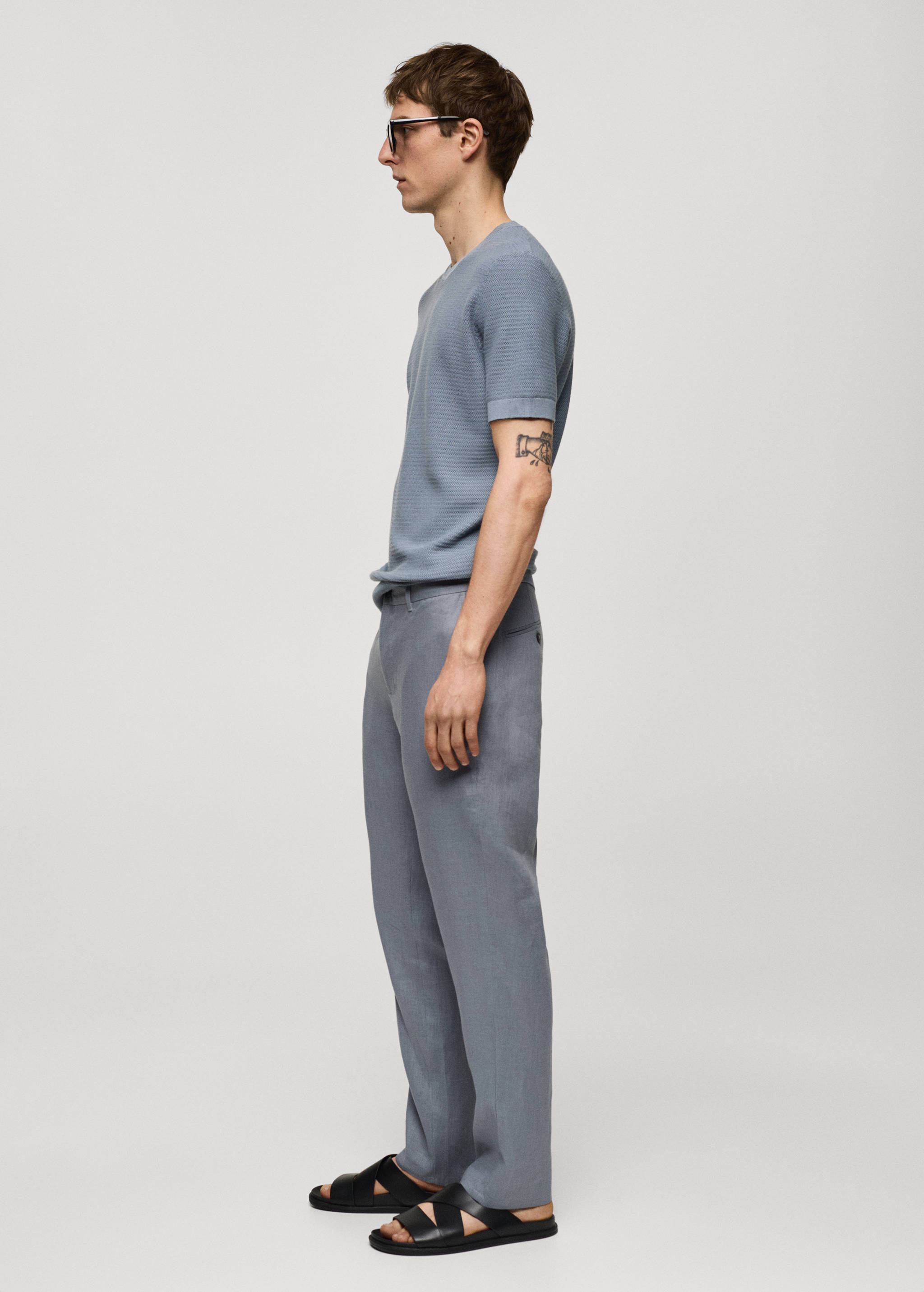 Slim-fit 100% linen pants - Details of the article 2