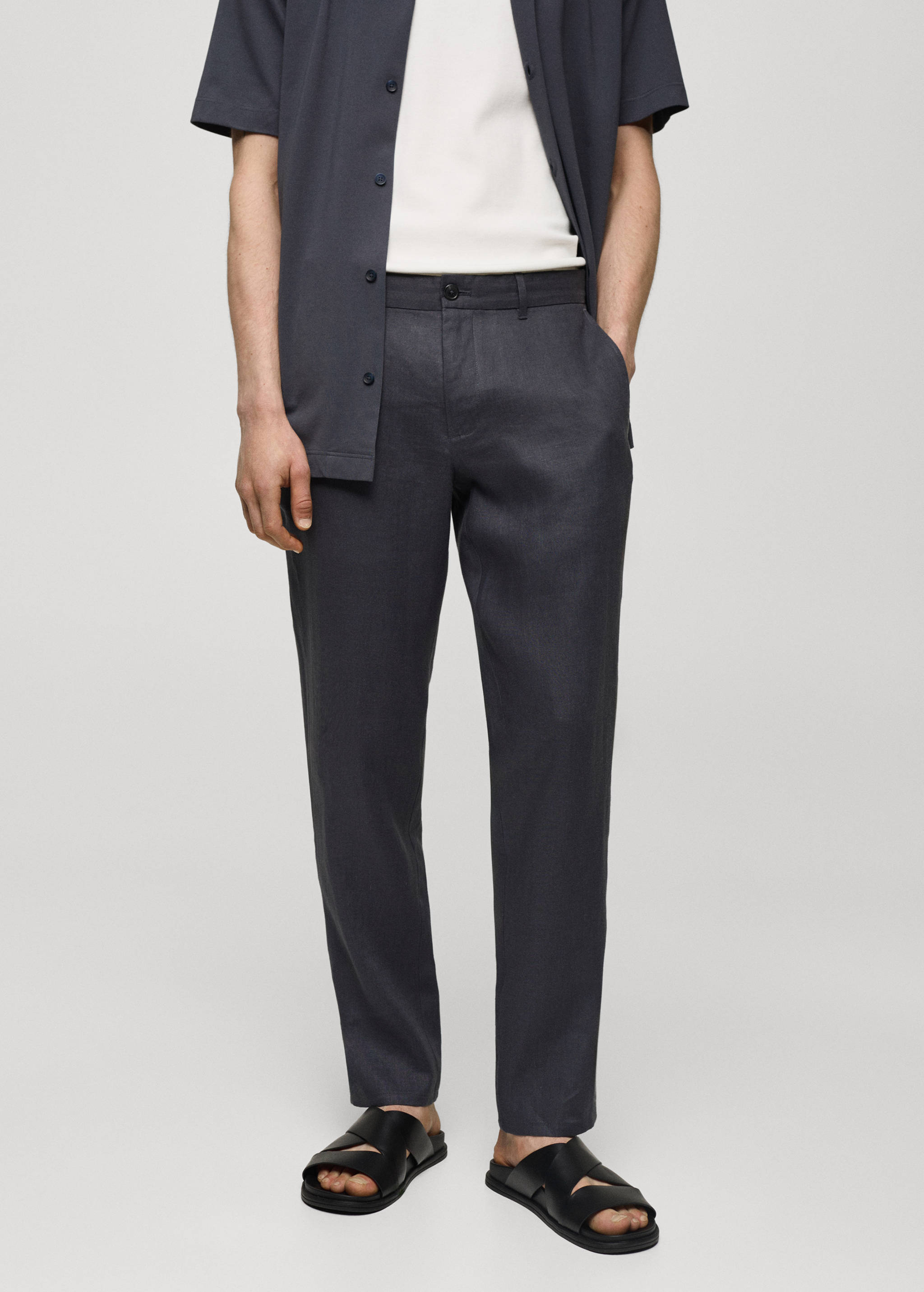 Slim-fit 100% linen pants - Medium plane