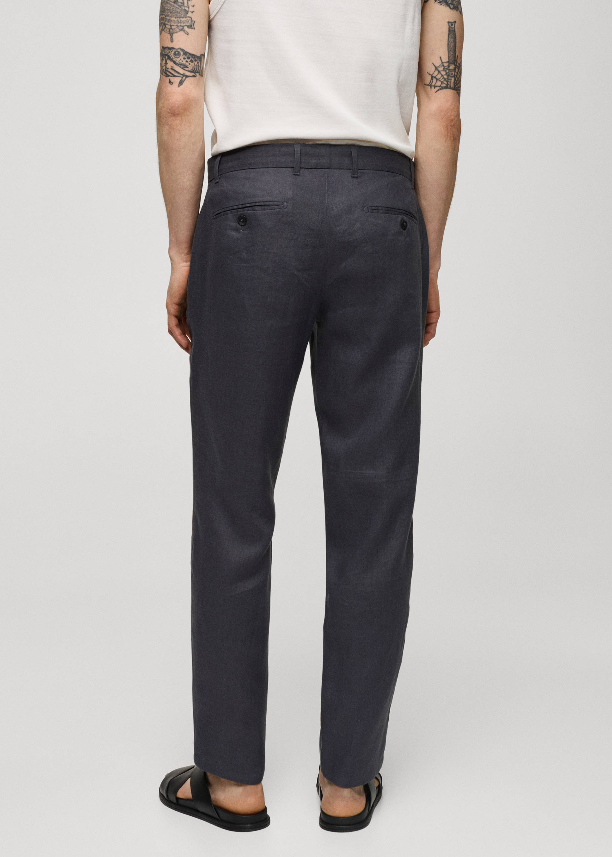 Slim-fit 100% linen pants - Reverse of the article