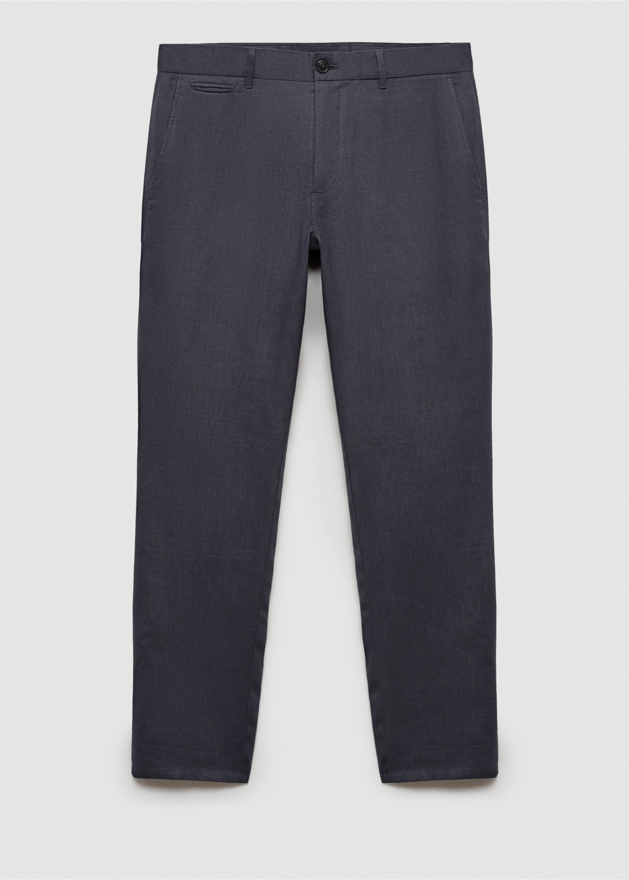 Slim-fit 100% linen trousers - Article without model, Night Blue. Ref: 77050250-00.