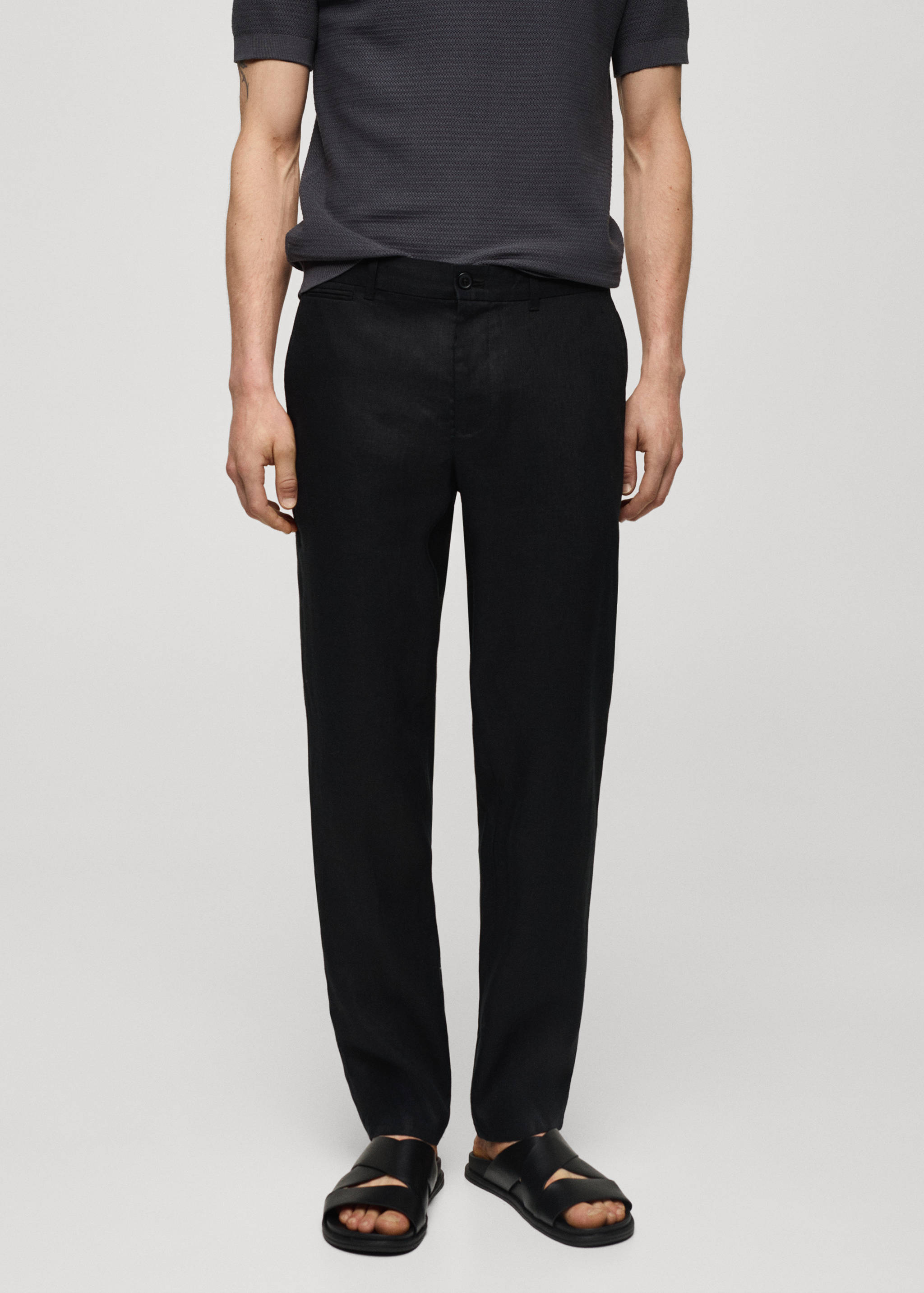 Slim-fit 100% linen pants - Medium plane