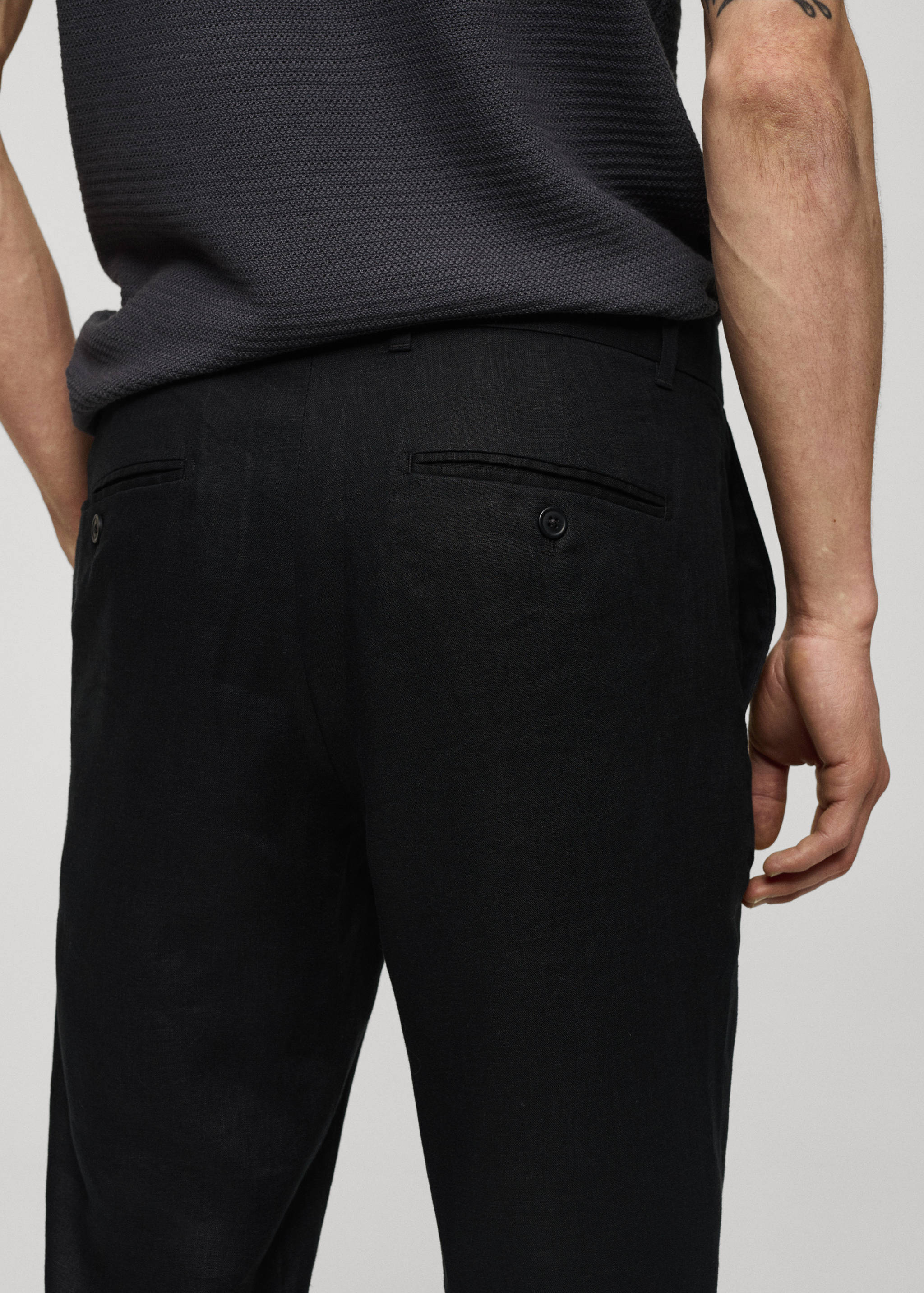 Slim-fit 100% linen pants - Details of the article 6