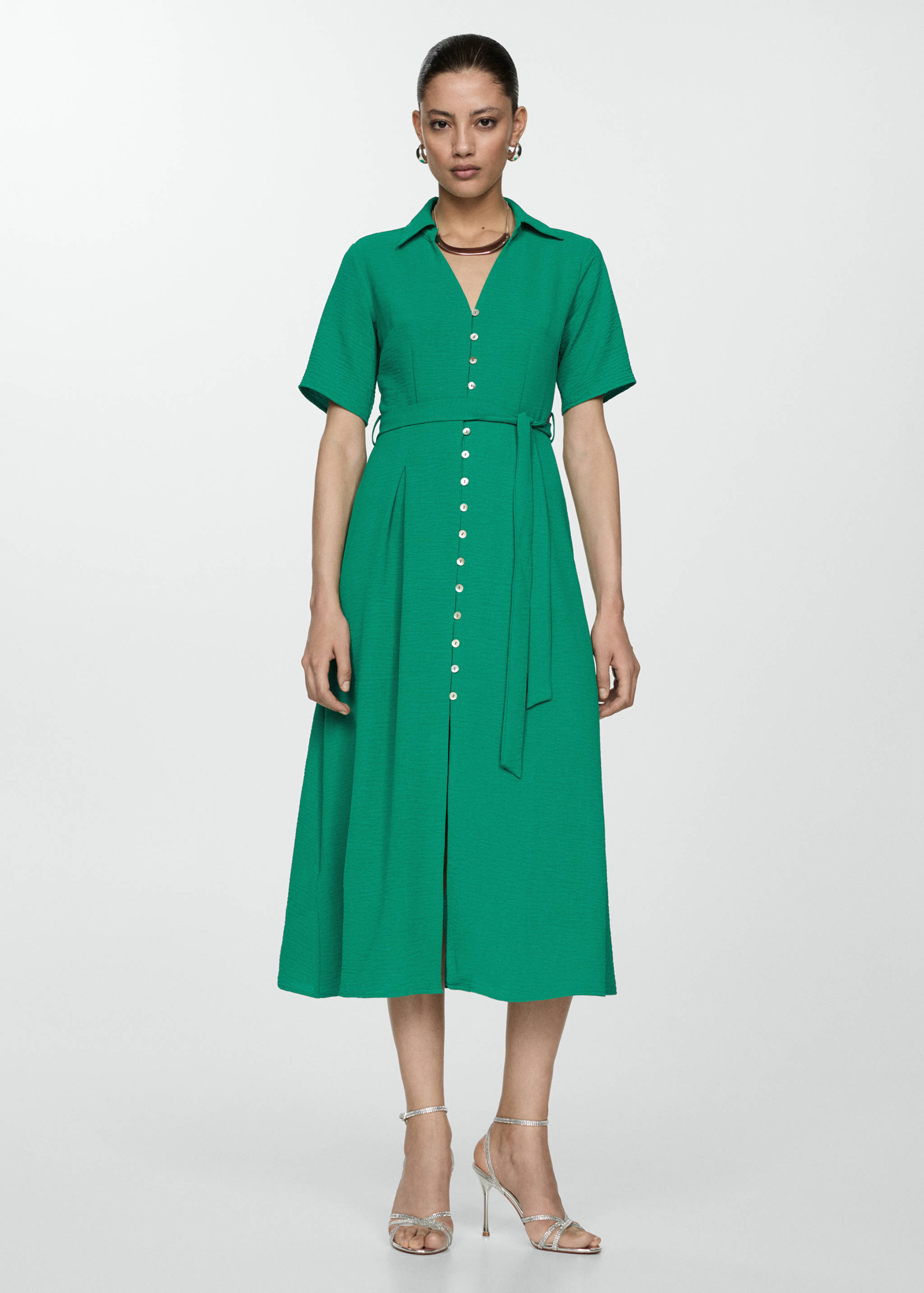 Vestido camisero lazo - Plano general