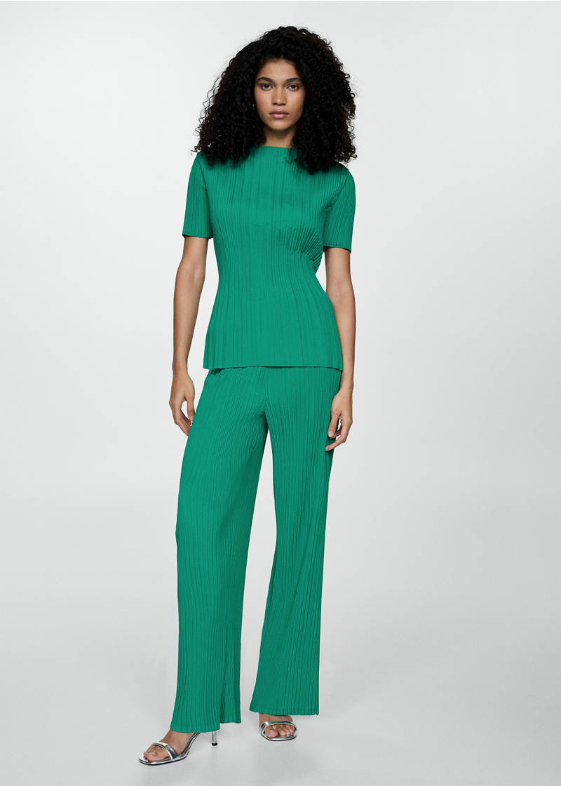 Fluid pleated pants - Emerald Green
