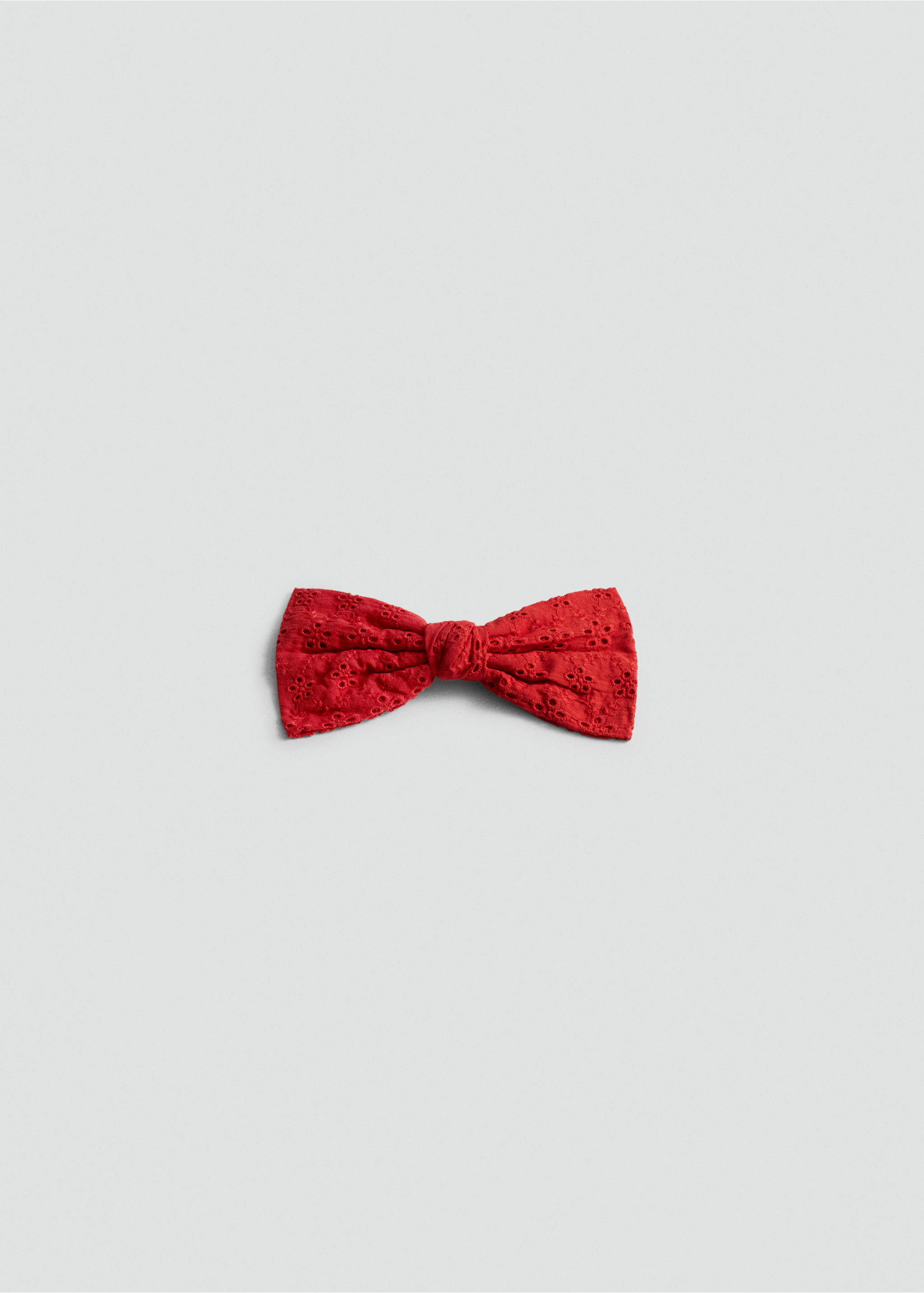 Embroidered barrette with bow - Article without model, Red. Ref: 77050267-00.