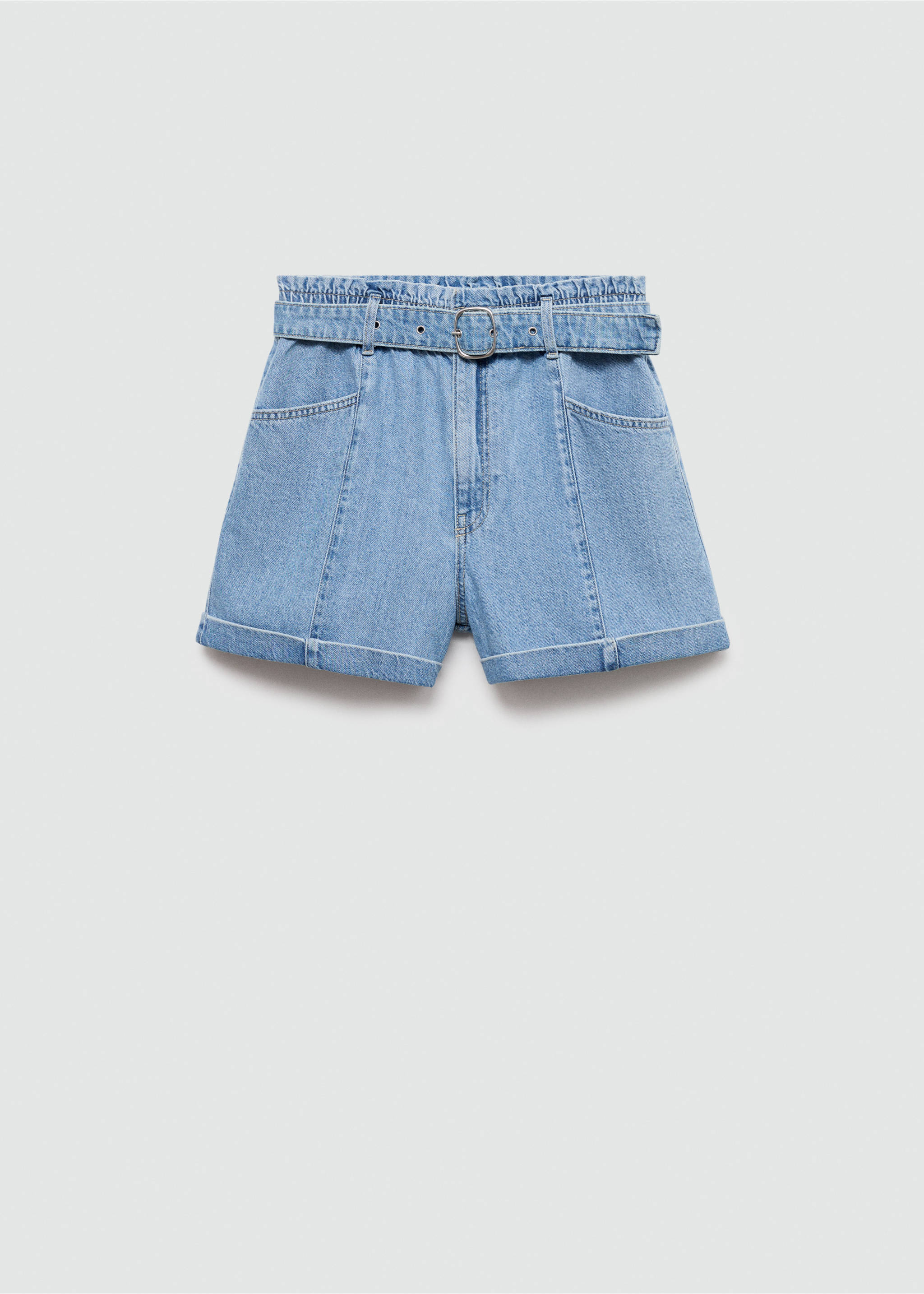 Denim shorts with belt - Article without model, Medium Blue. Ref: 77050275-00.