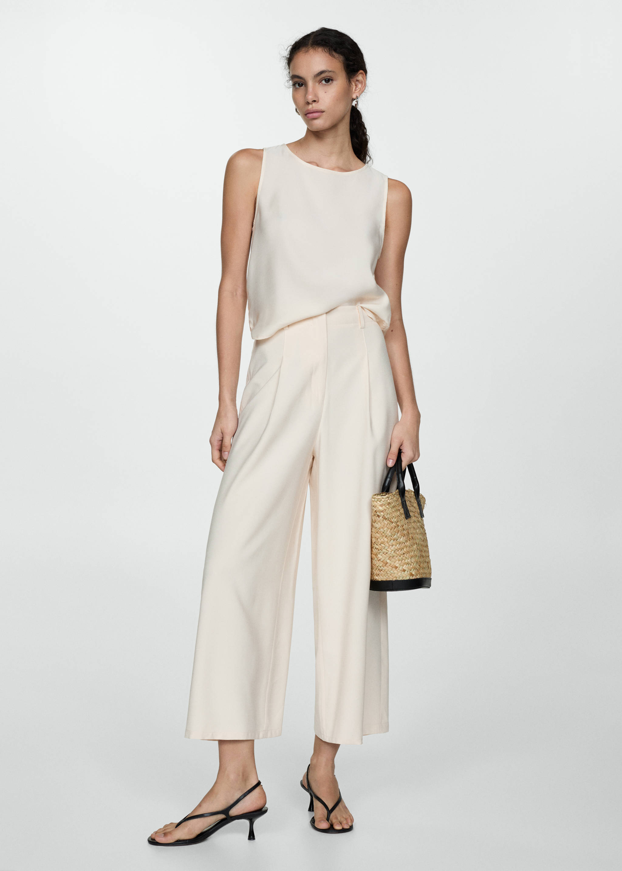 Wide leg trousers with elastic waist - General plane