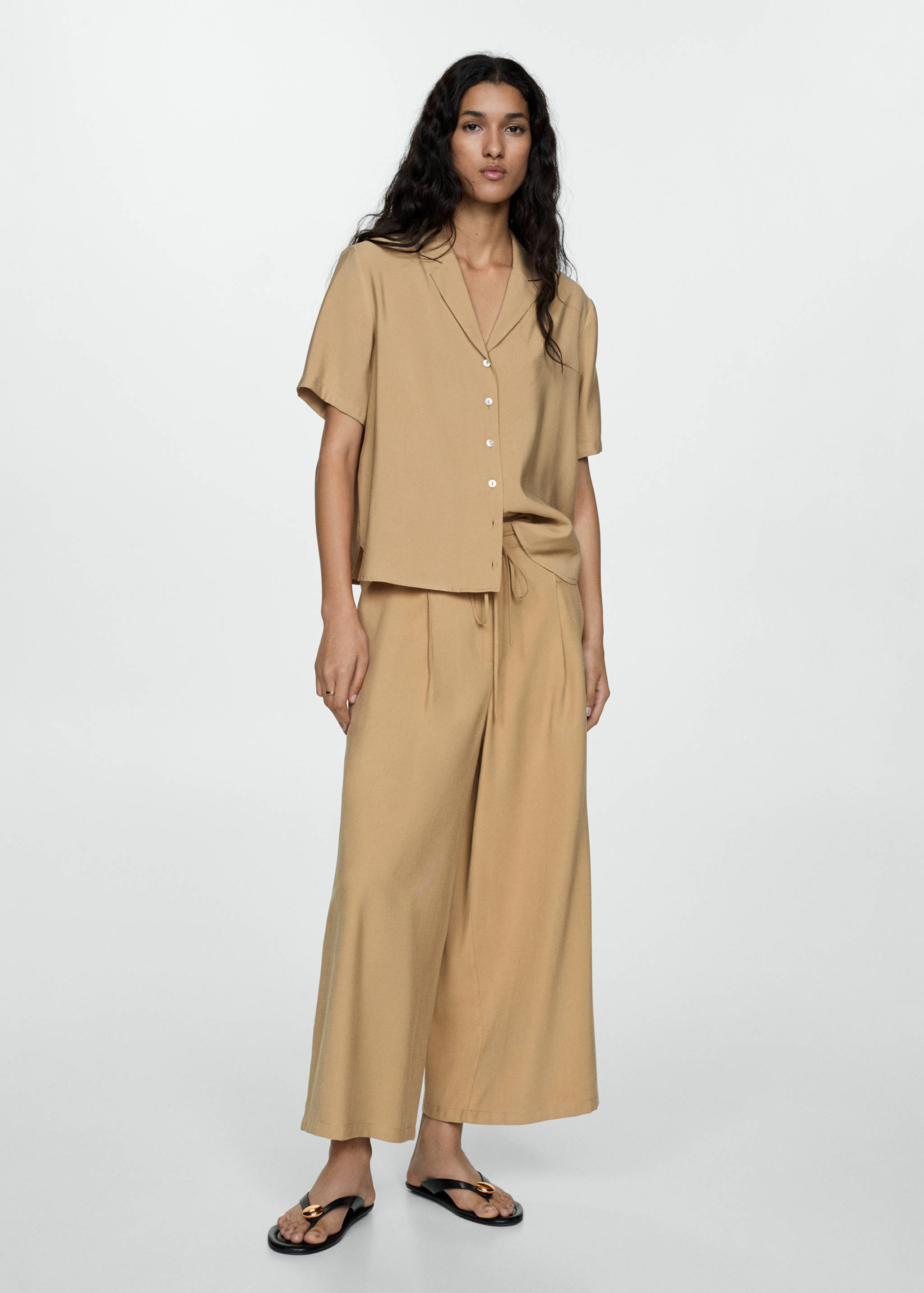 Wide leg trousers with elastic waist - General plane