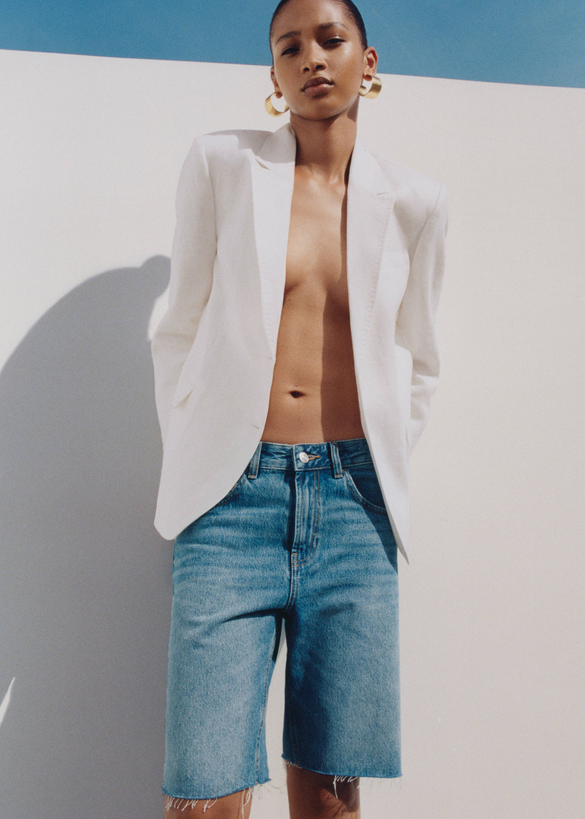 Rovné džínové bermudy - Detail zboží 7