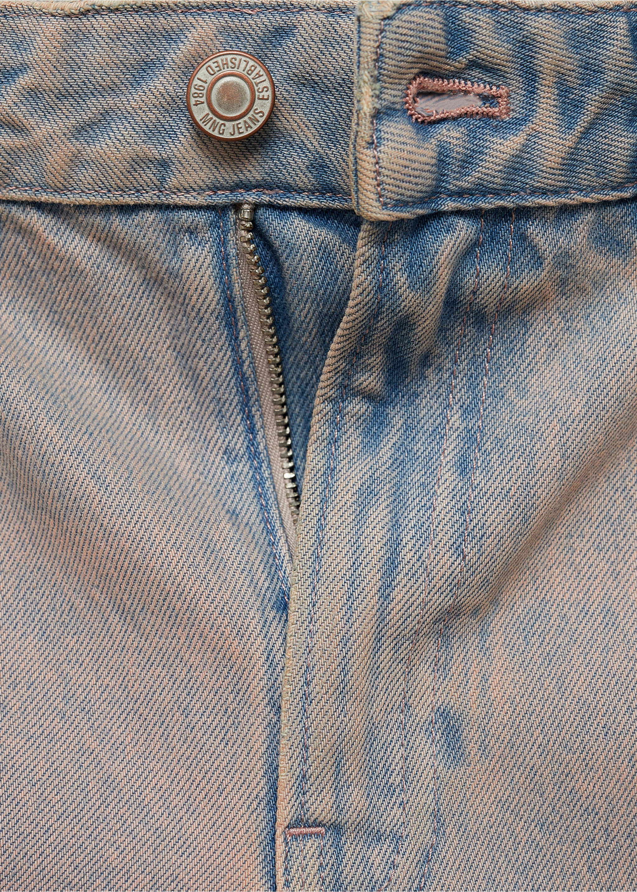 Denim bermuda shorts with washed effect - Details of the article 8, Light Pink. Ref: 77050283-00.