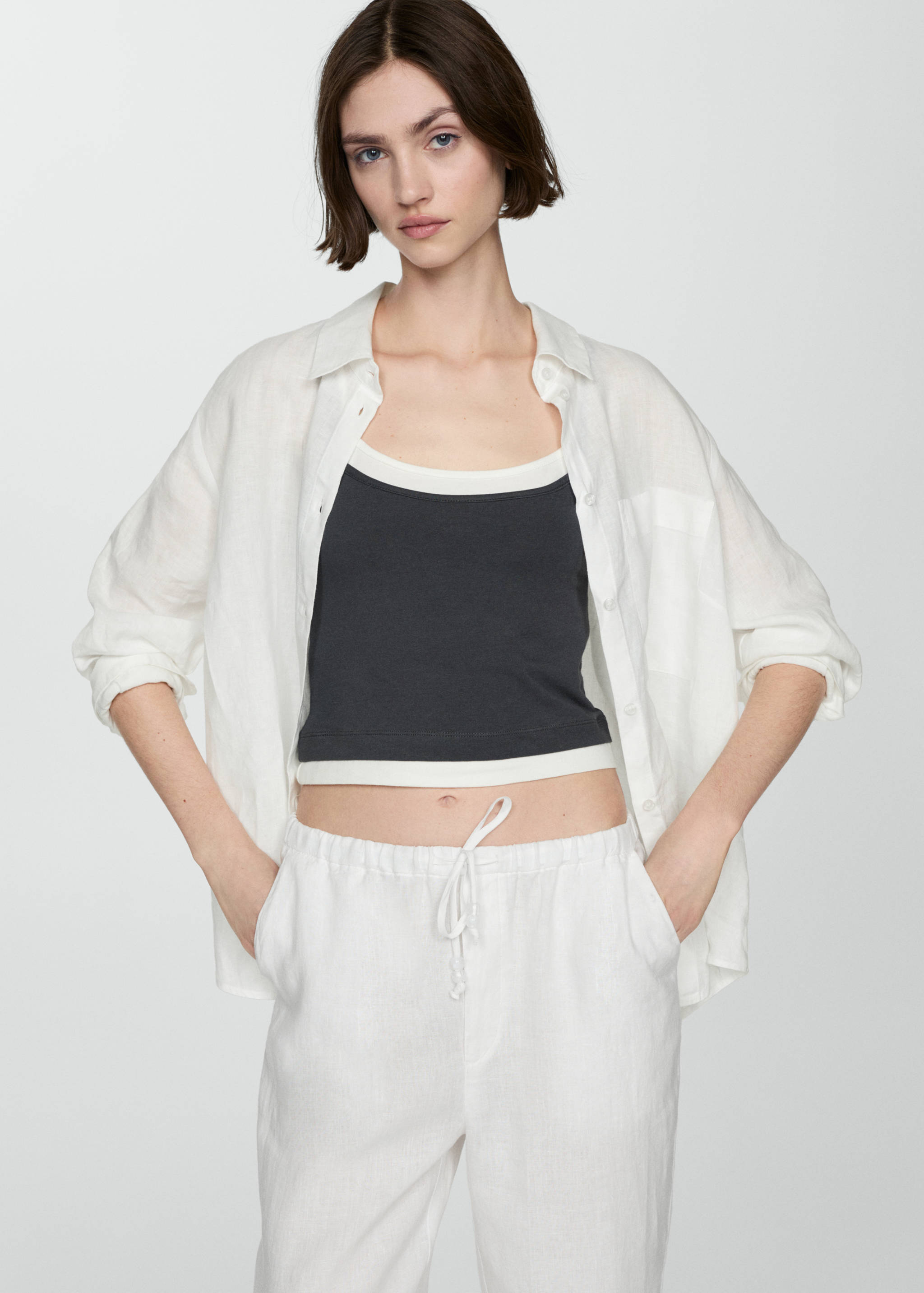 Linen jogger pants - Details of the article 1