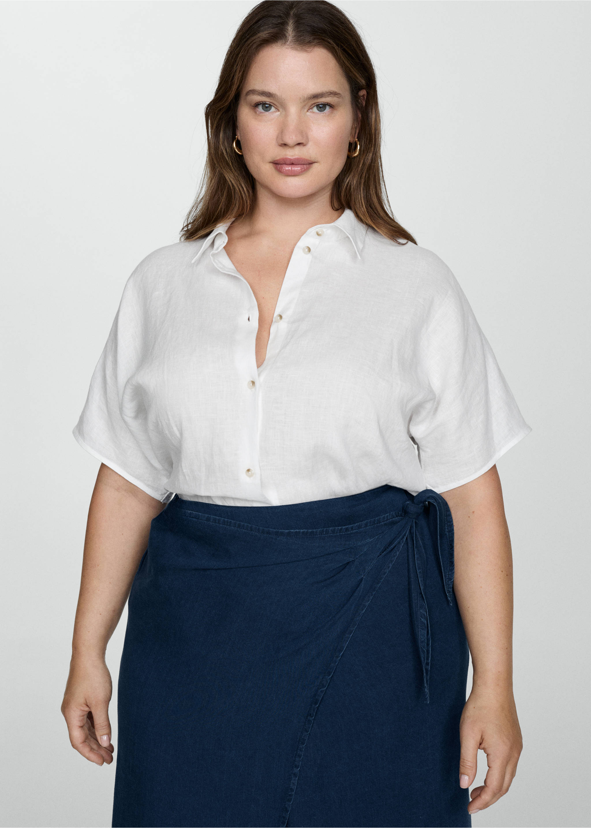 Lyocell sarong skirt - Details of the article 5, Dark Blue. Ref: 77050333-00.