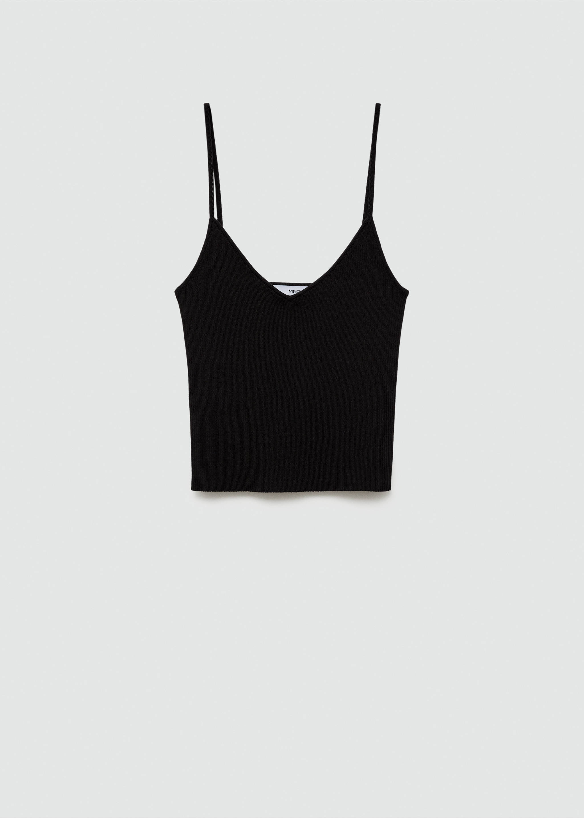 Ribbestrikket topp med smale stropper - Artikkel uten modell, Svart. Ref: 77050340-00.