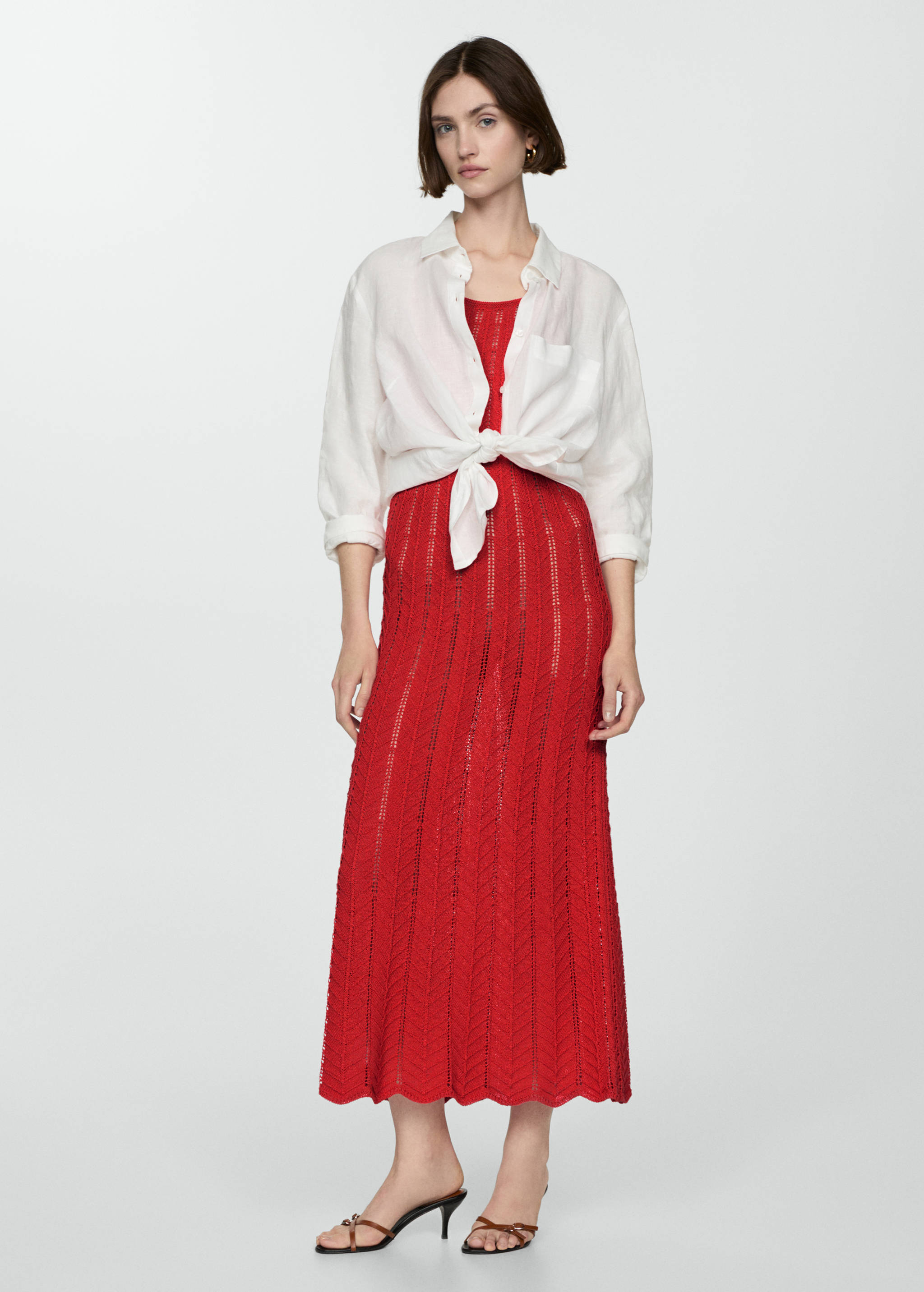 Openwork knitted dress with knots - General plane