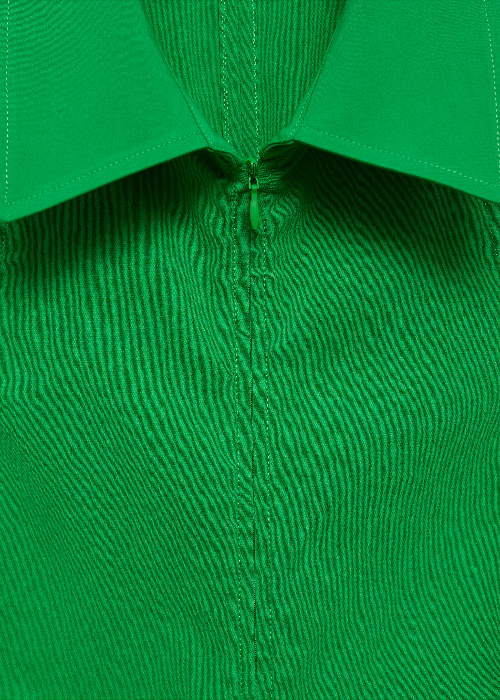 Zipper shirt dress - Details of the article 8, Green. Ref: 77050350-00.