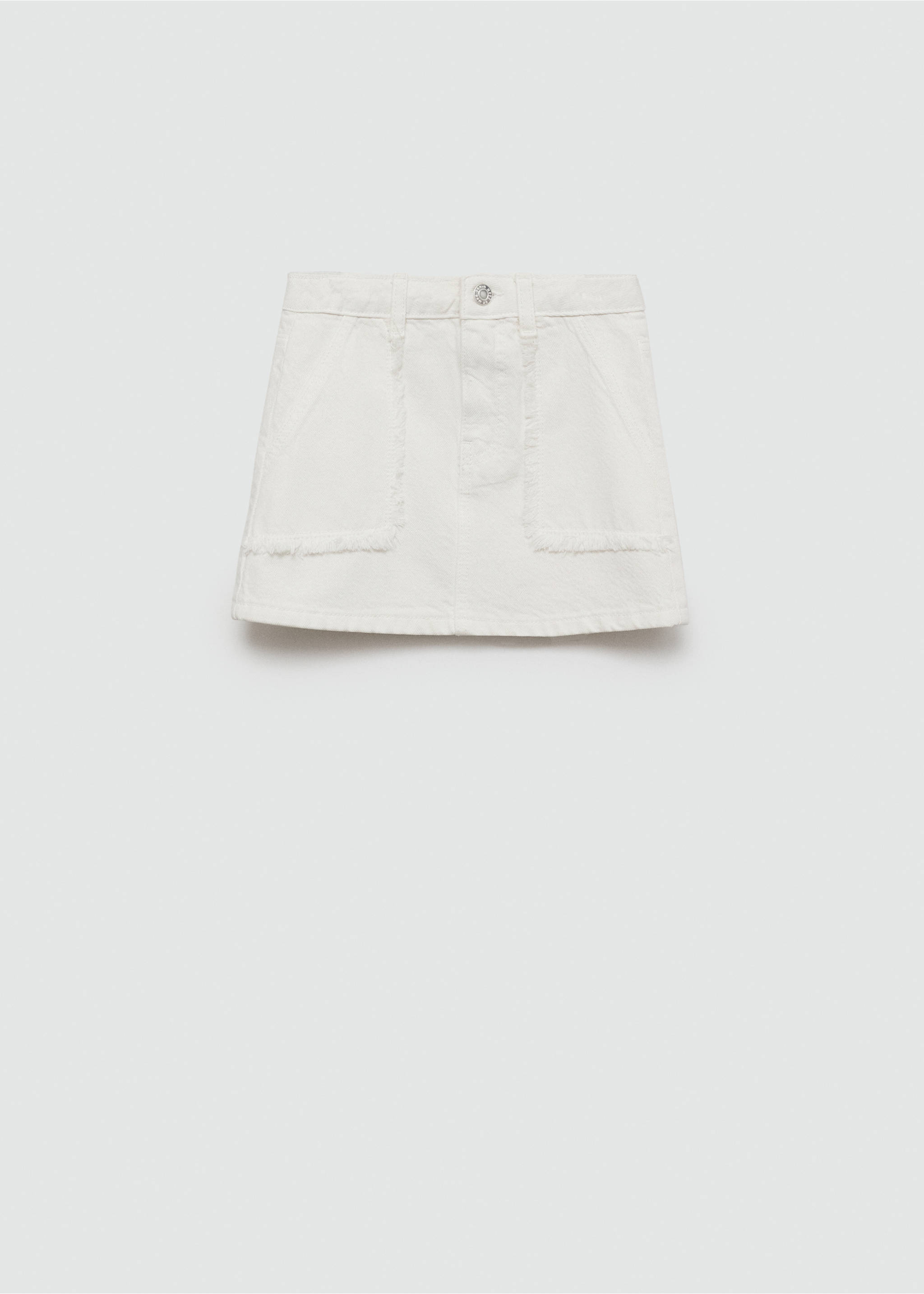 Denim skirt with frayed ends - Article without model, White. Ref: 77050351-00.