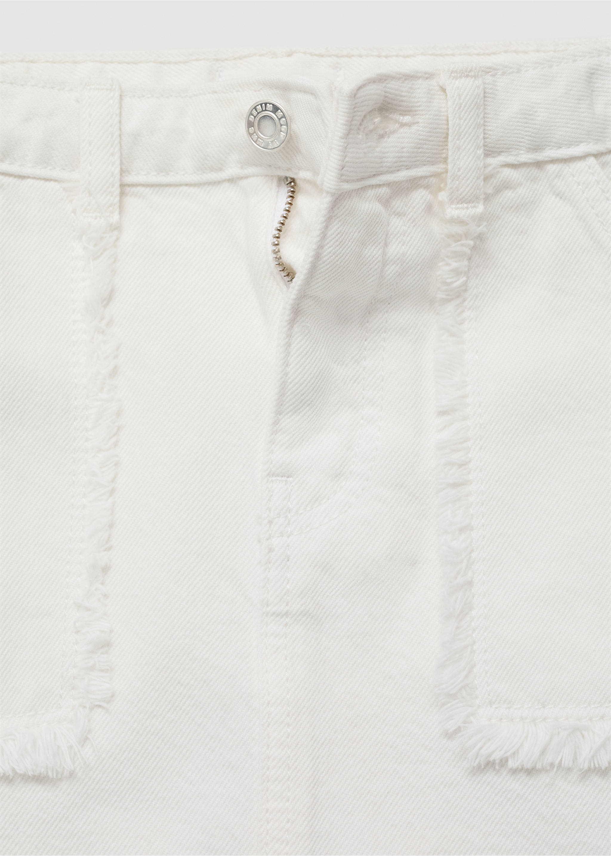 Denim skirt with frayed ends - Details of the article 8, White. Ref: 77050351-00.