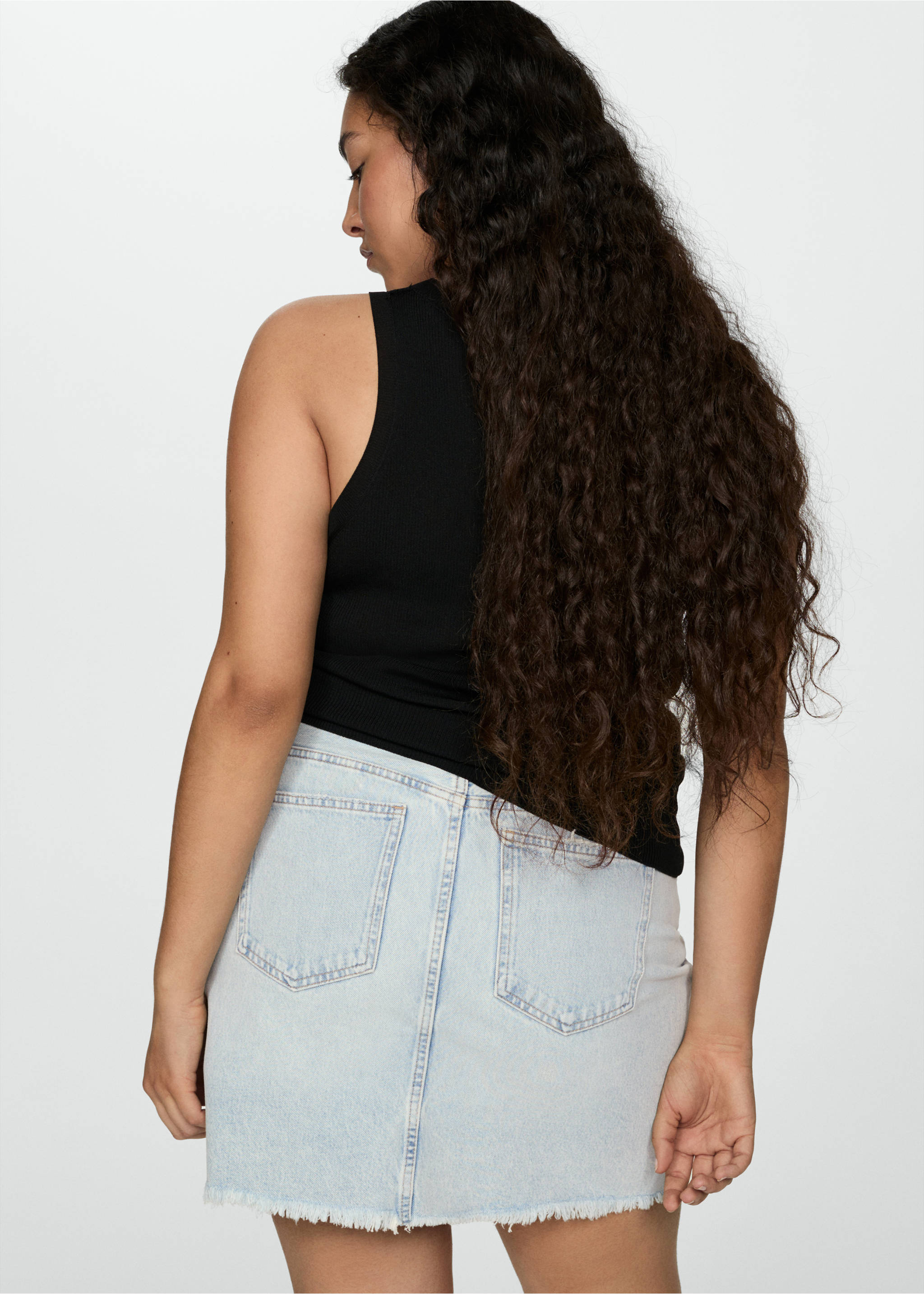 Denim minirok met gerafelde zoom - Detail van het artikel 4, Lichtblauw. Ref: 77050364-00.