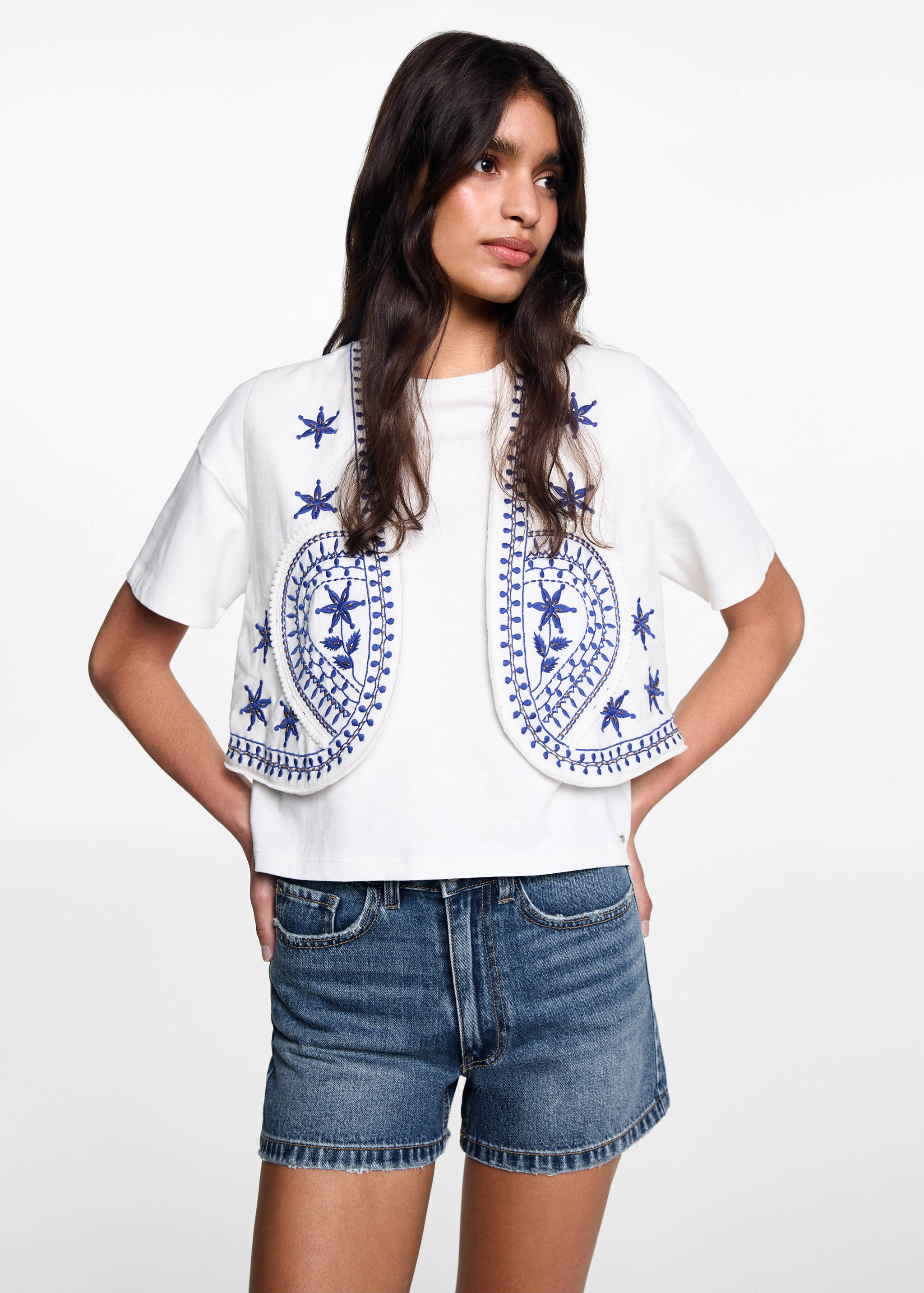 Straight-fit denim shorts - Medium plane