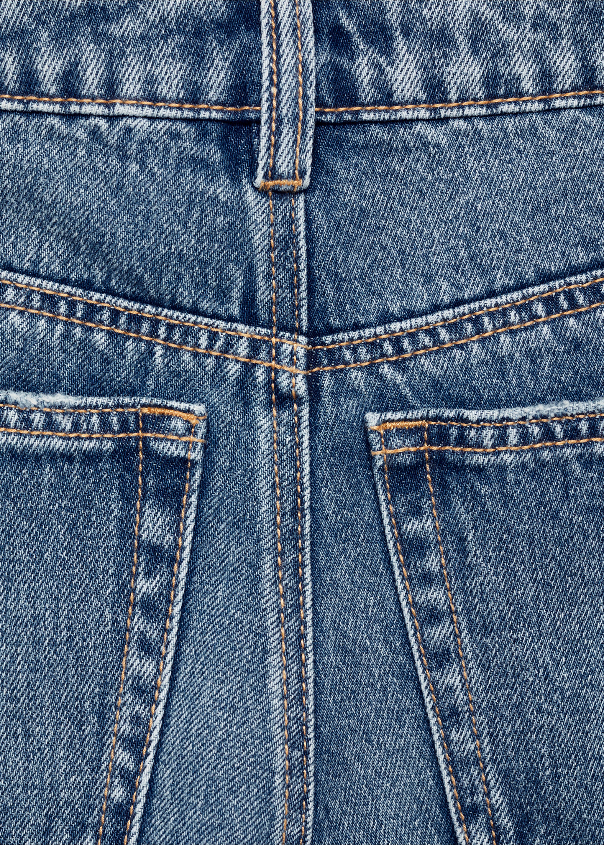Straight-fit denim shorts - Details of the article 0, Dark Blue. Ref: 77050370-00.