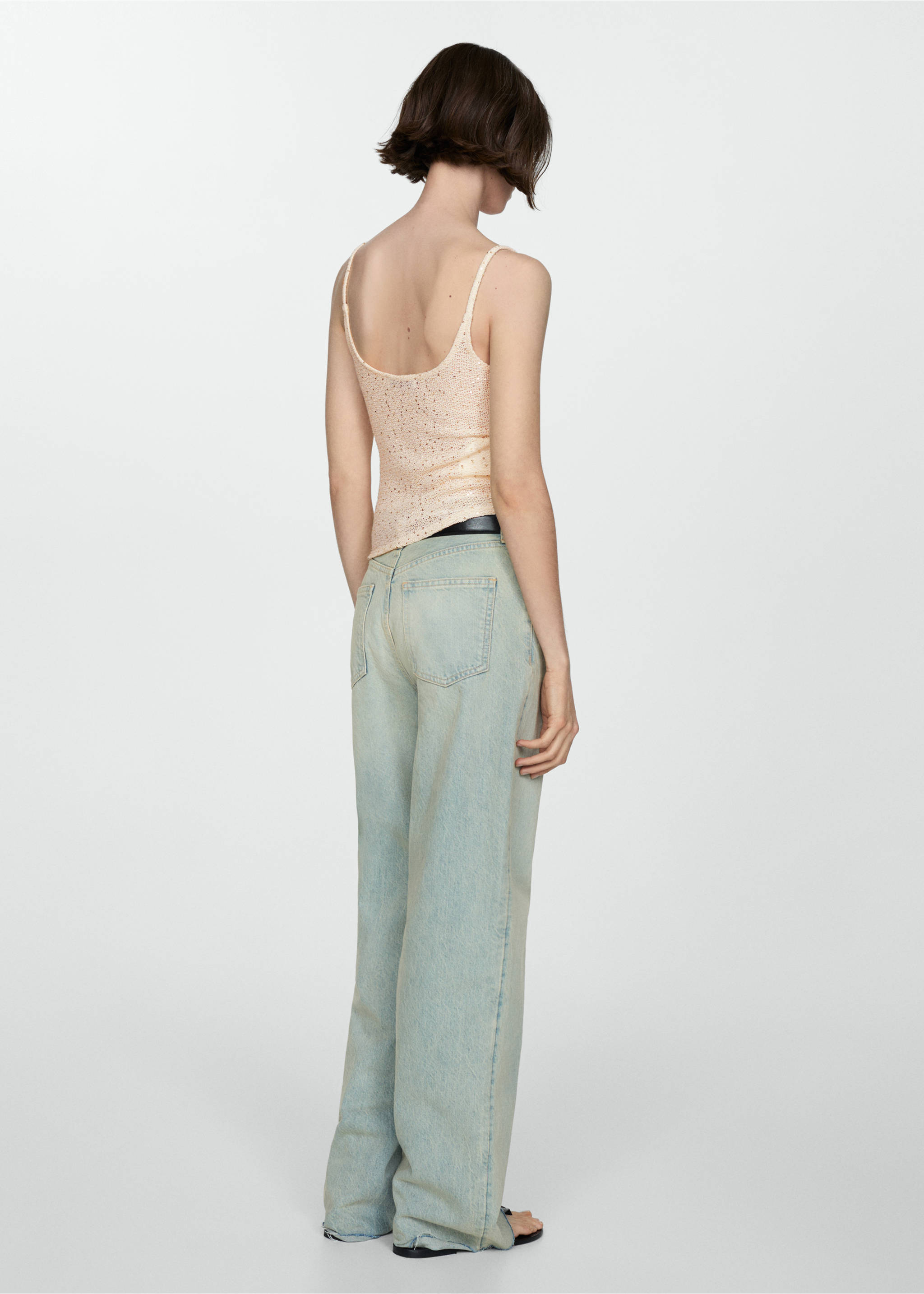 Sequined tank top - Reverse of the article, Ecru. Ref: 77050371-00.