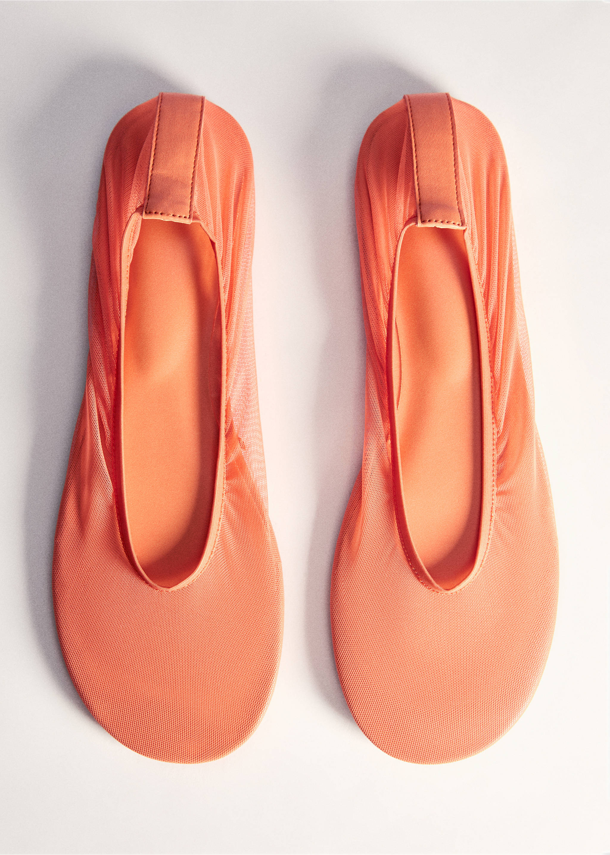 Semi-transparent mesh ballet flats - Details of the article 5, Orange. Ref: 77050387-00.