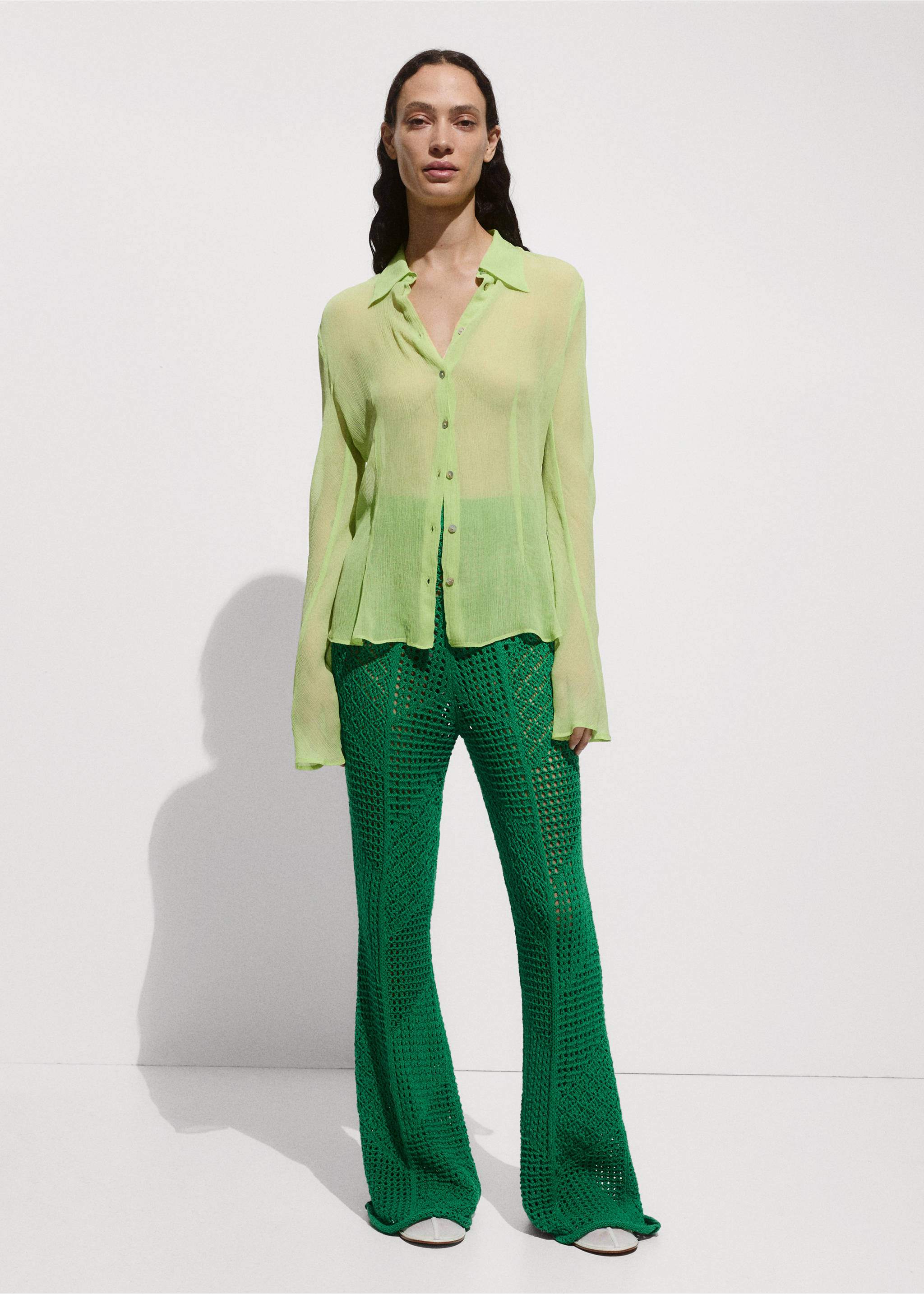 Textured flowy blouse - General plane, Lime. Ref: 77050388-00.