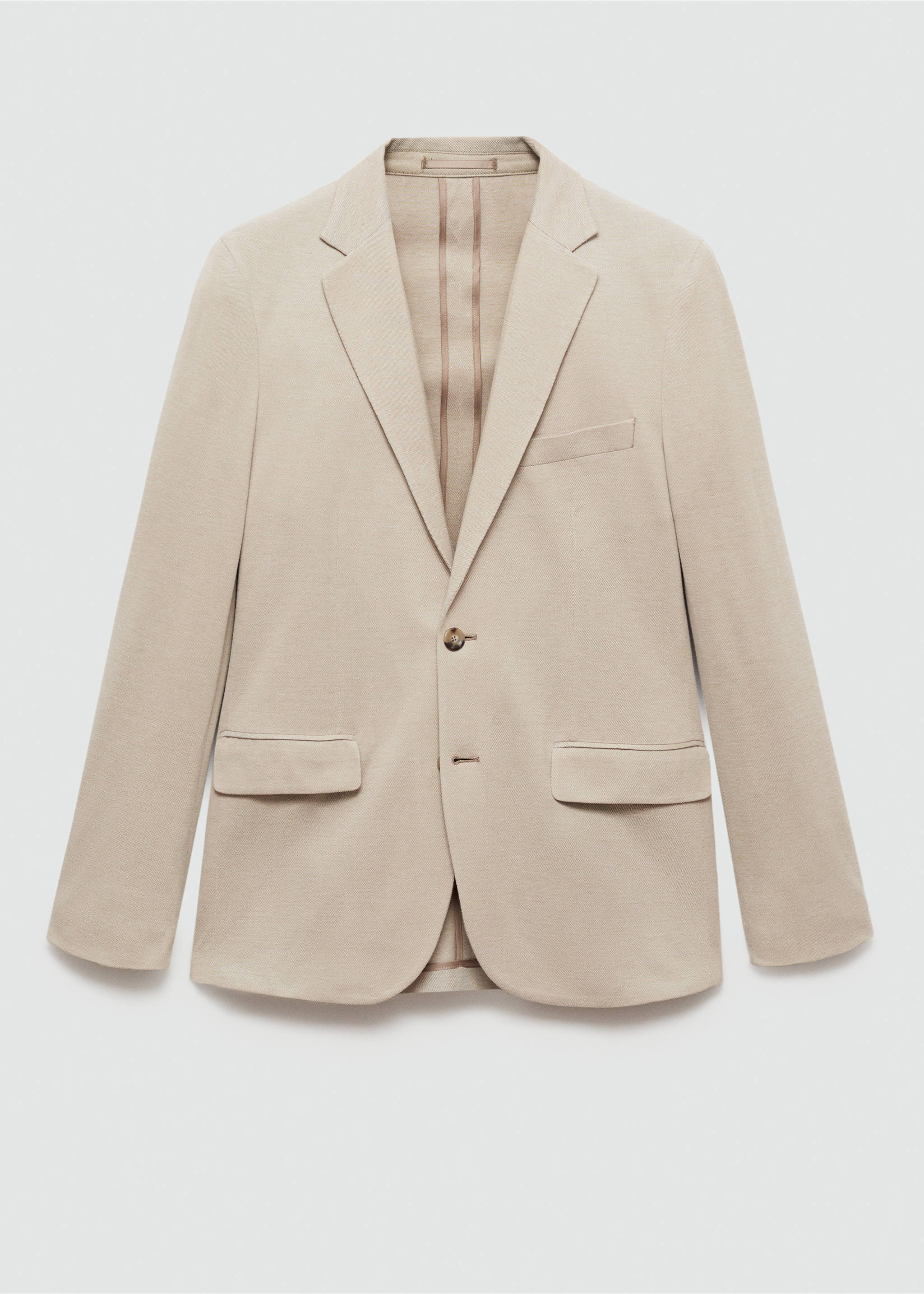 Structured slim fit cotton blazer - Article without model, Beige. Ref: 77050571-00.