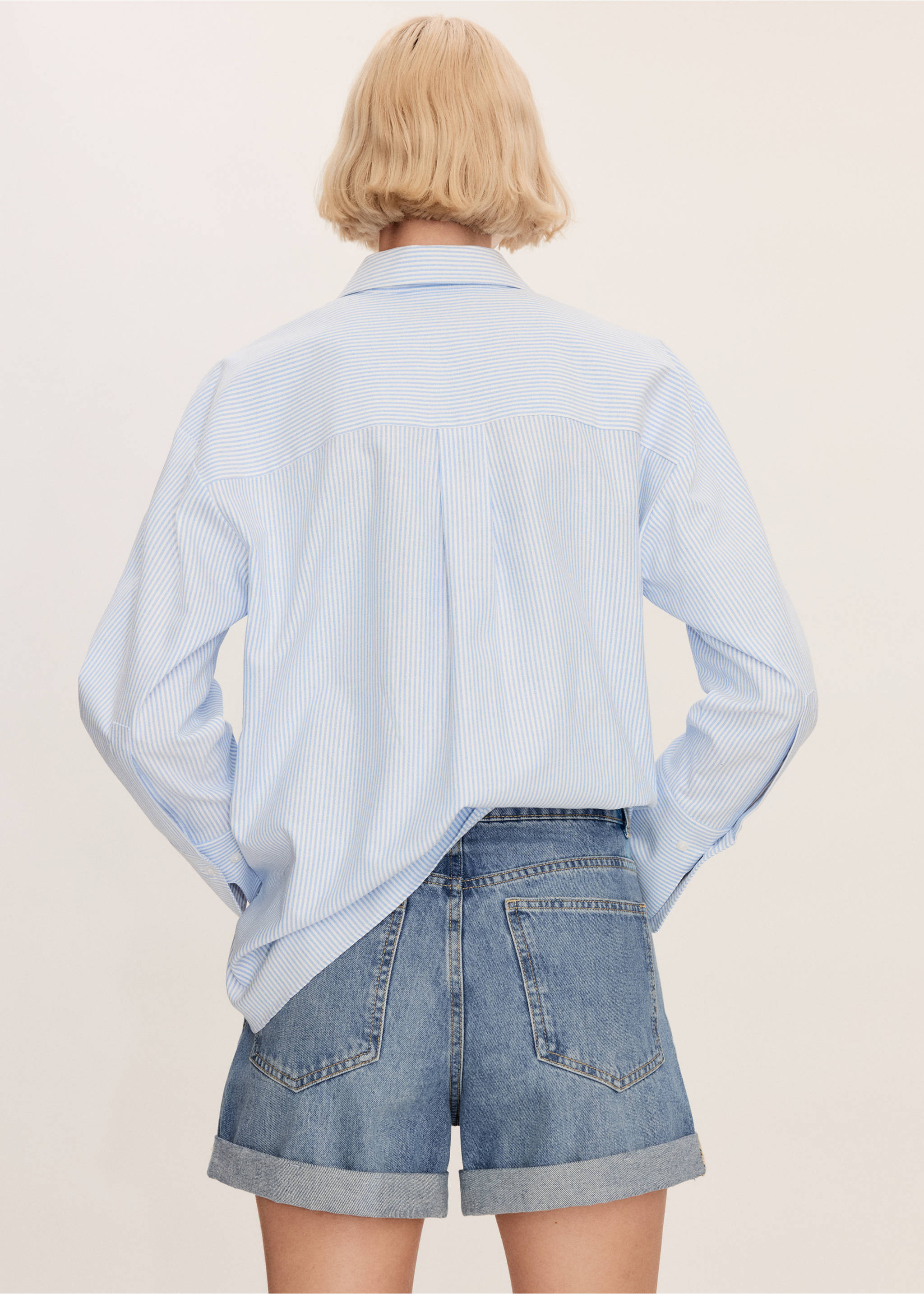 High-waisted mom-fit denim shorts - Reverse of the article, Medium Blue. Ref: 77050572-00.