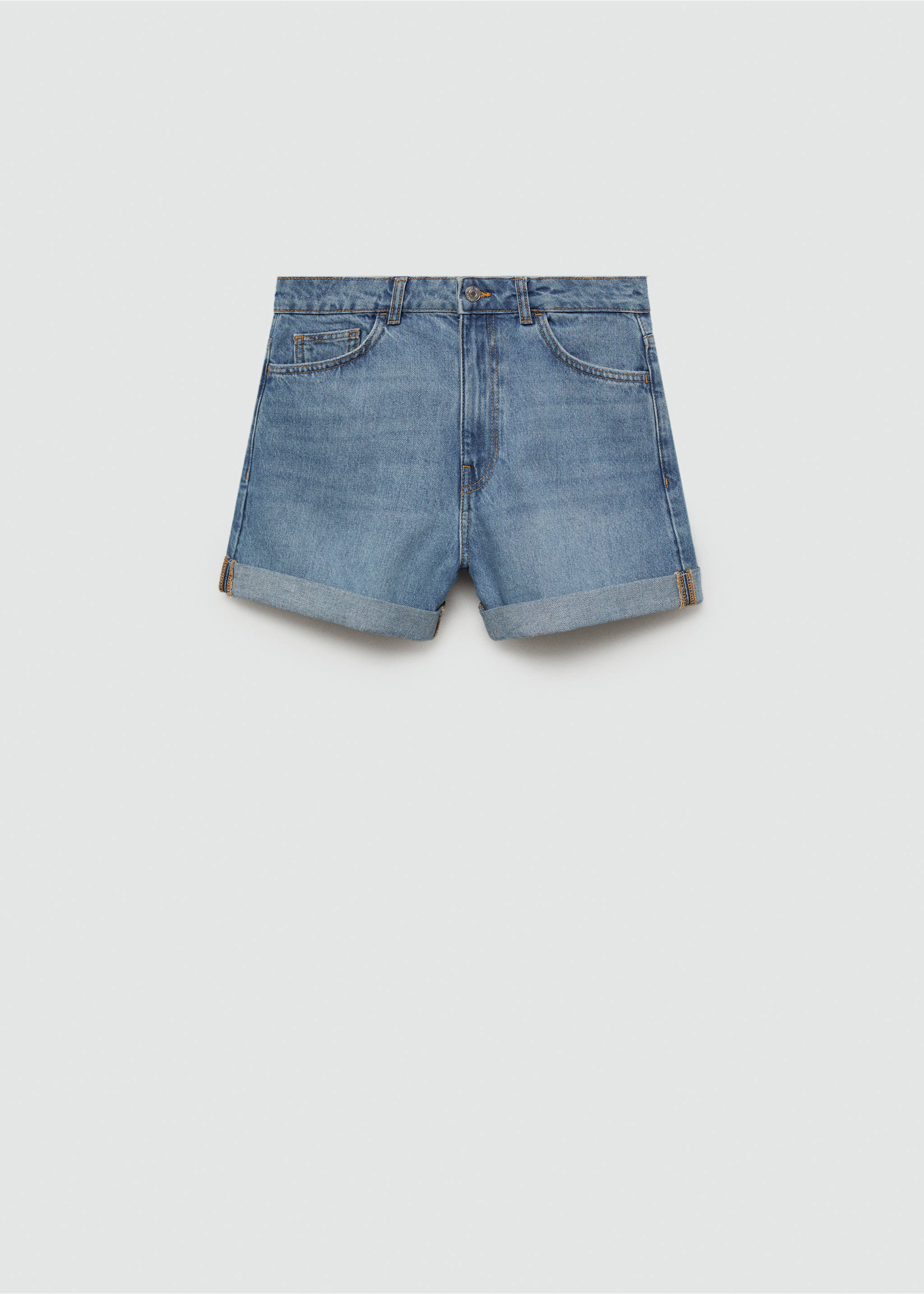 High-waisted mom-fit denim shorts - Article without model, Medium Blue. Ref: 77050572-00.