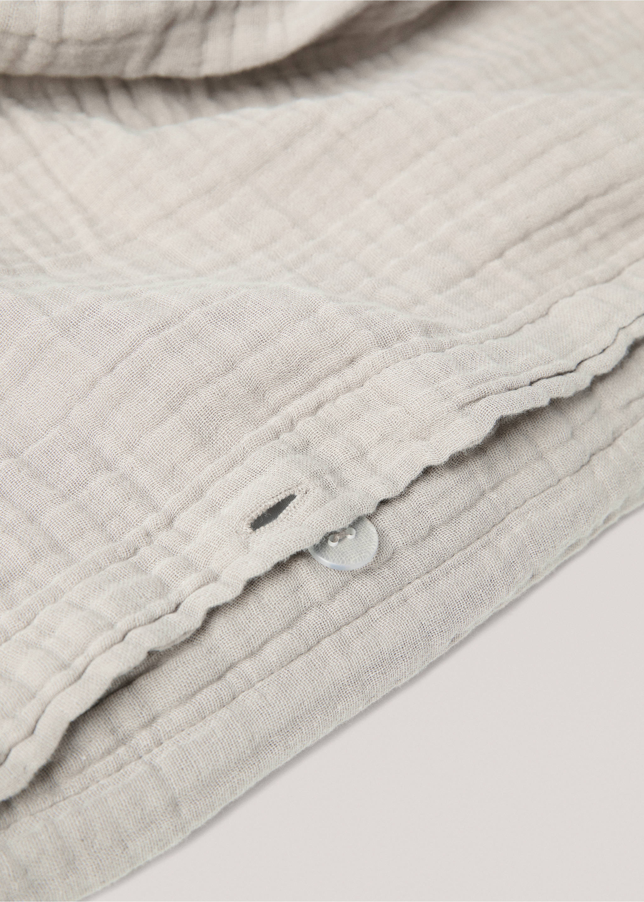 Cotton gauze duvet cover superking bed - Details of the article 1, Medium Grey. Ref: 77050574-00.