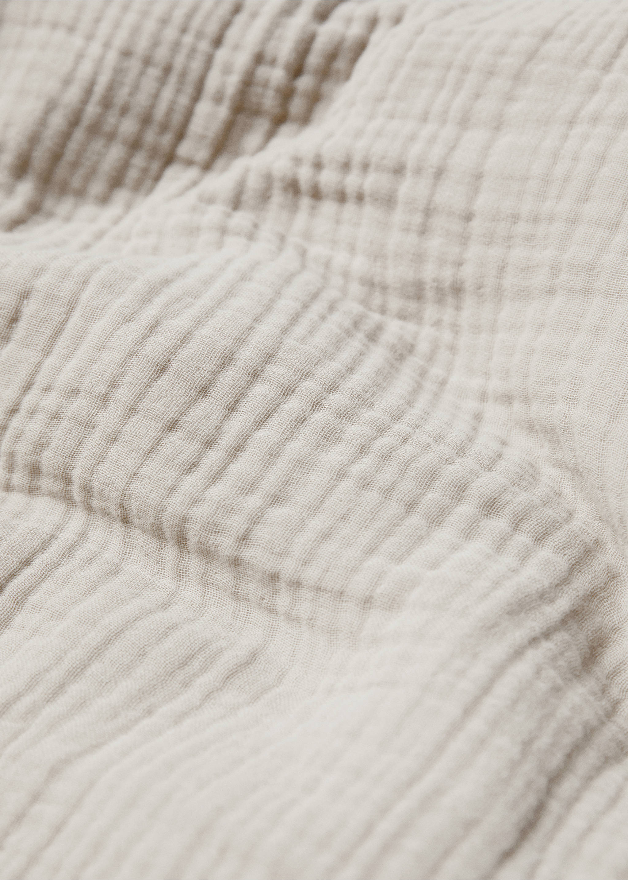 Cotton gauze duvet cover superking bed - Details of the article 2, Medium Grey. Ref: 77050574-00.