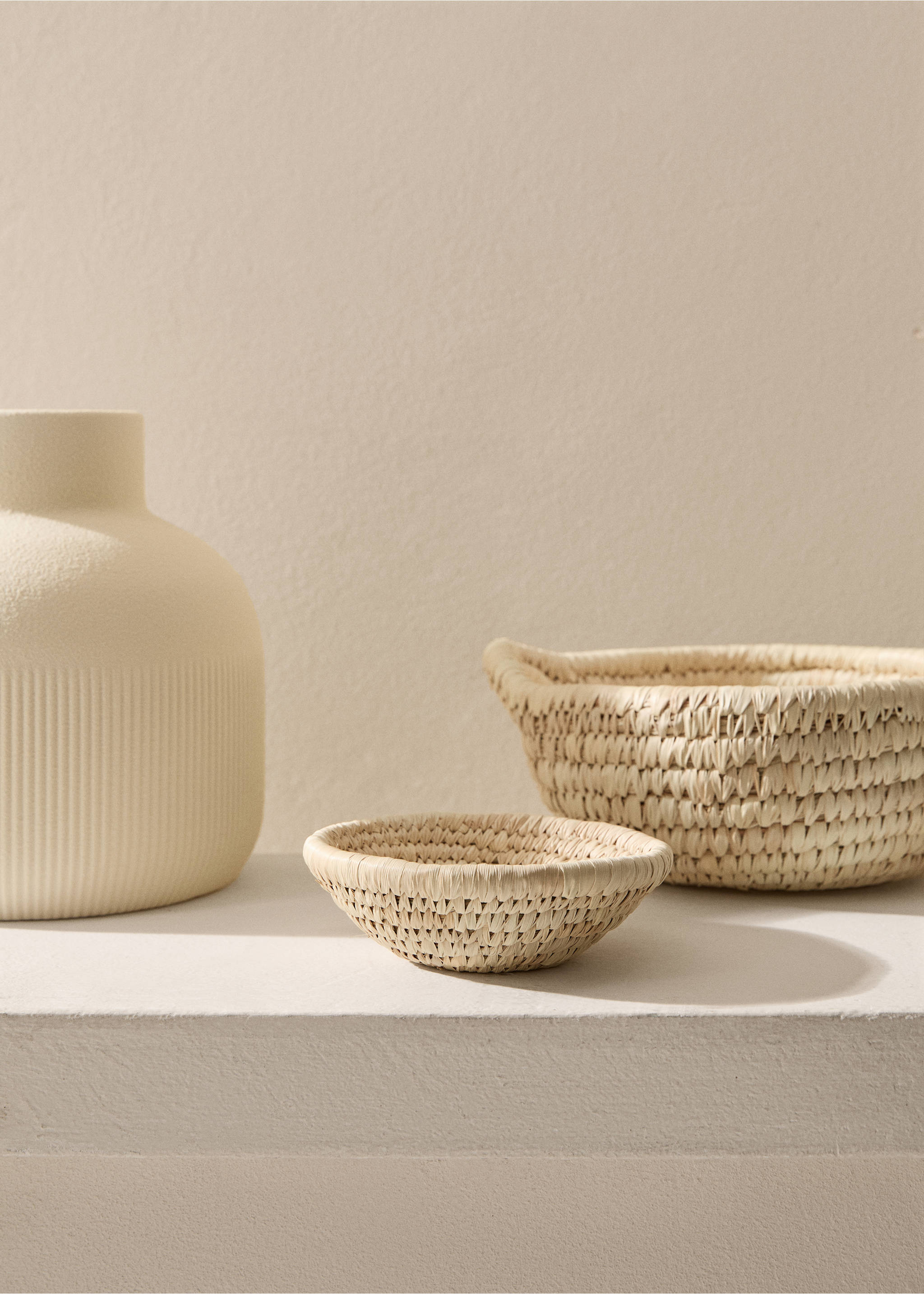 Round natural fibre tray - General plane, Sand. Ref: 77050580-00.