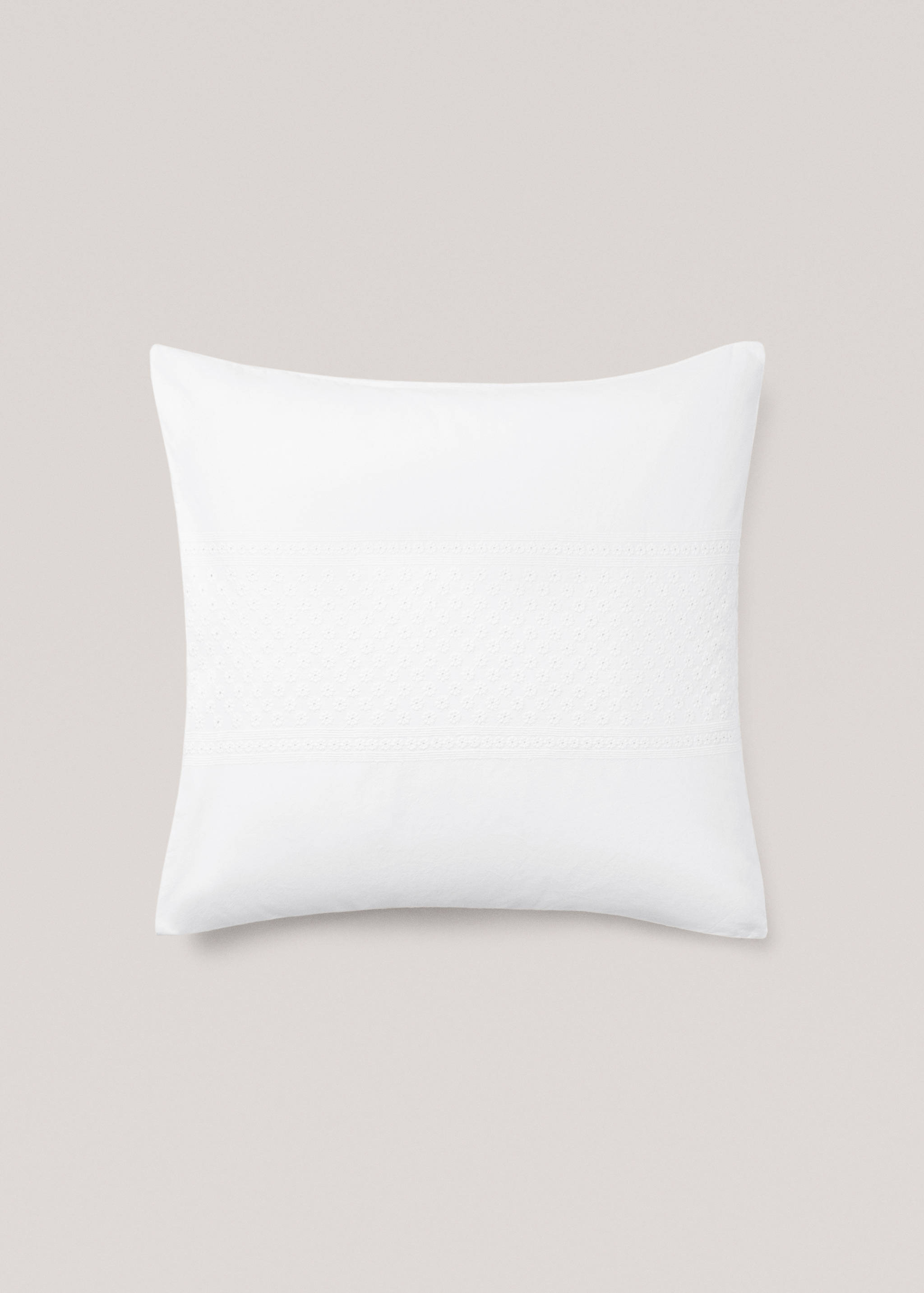 Floral embroidered cotton pillowcase 60x60cm - Details of the article 1