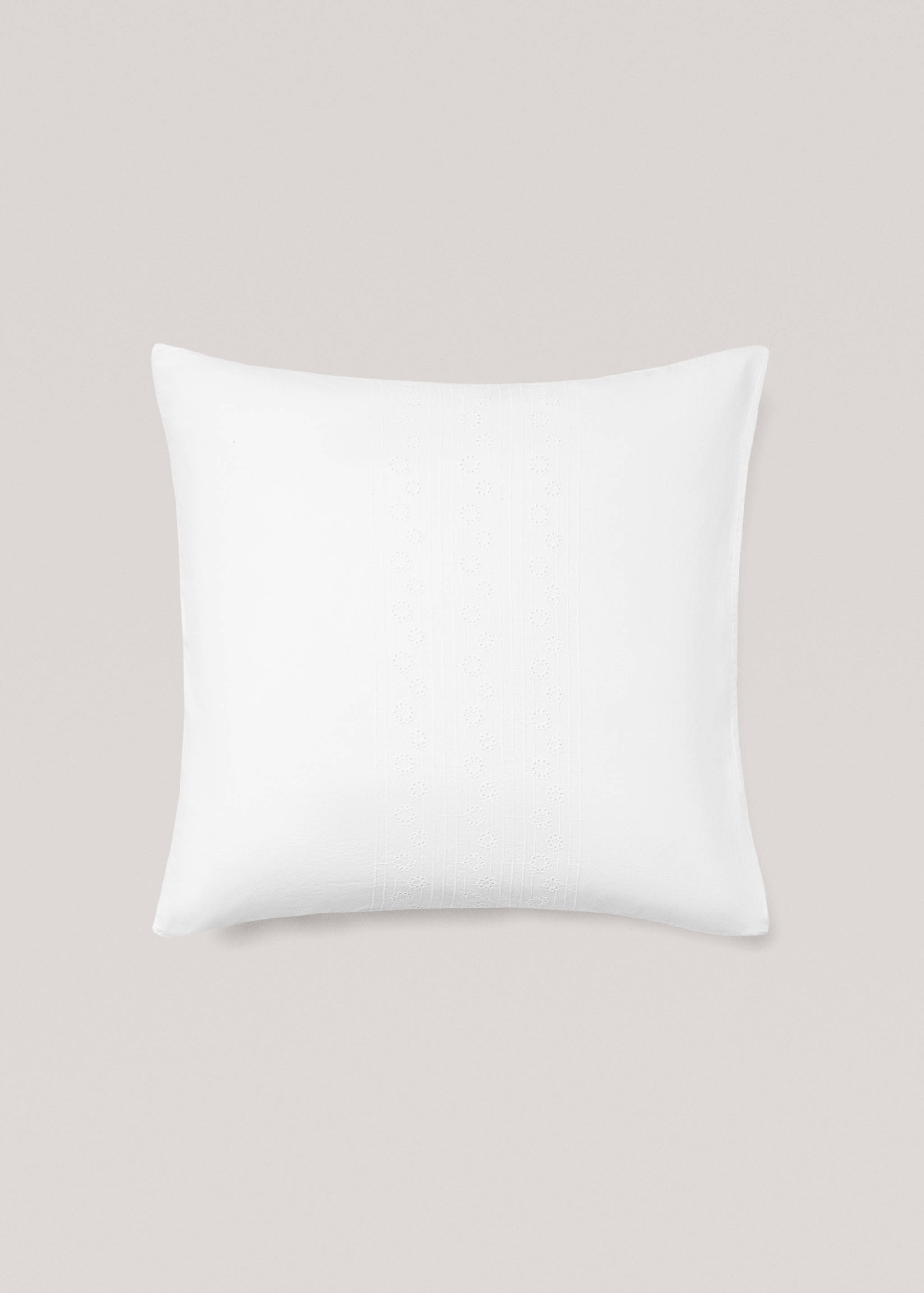 Floral embroidered cotton pillowcase 60x60cm - Details of the article 2