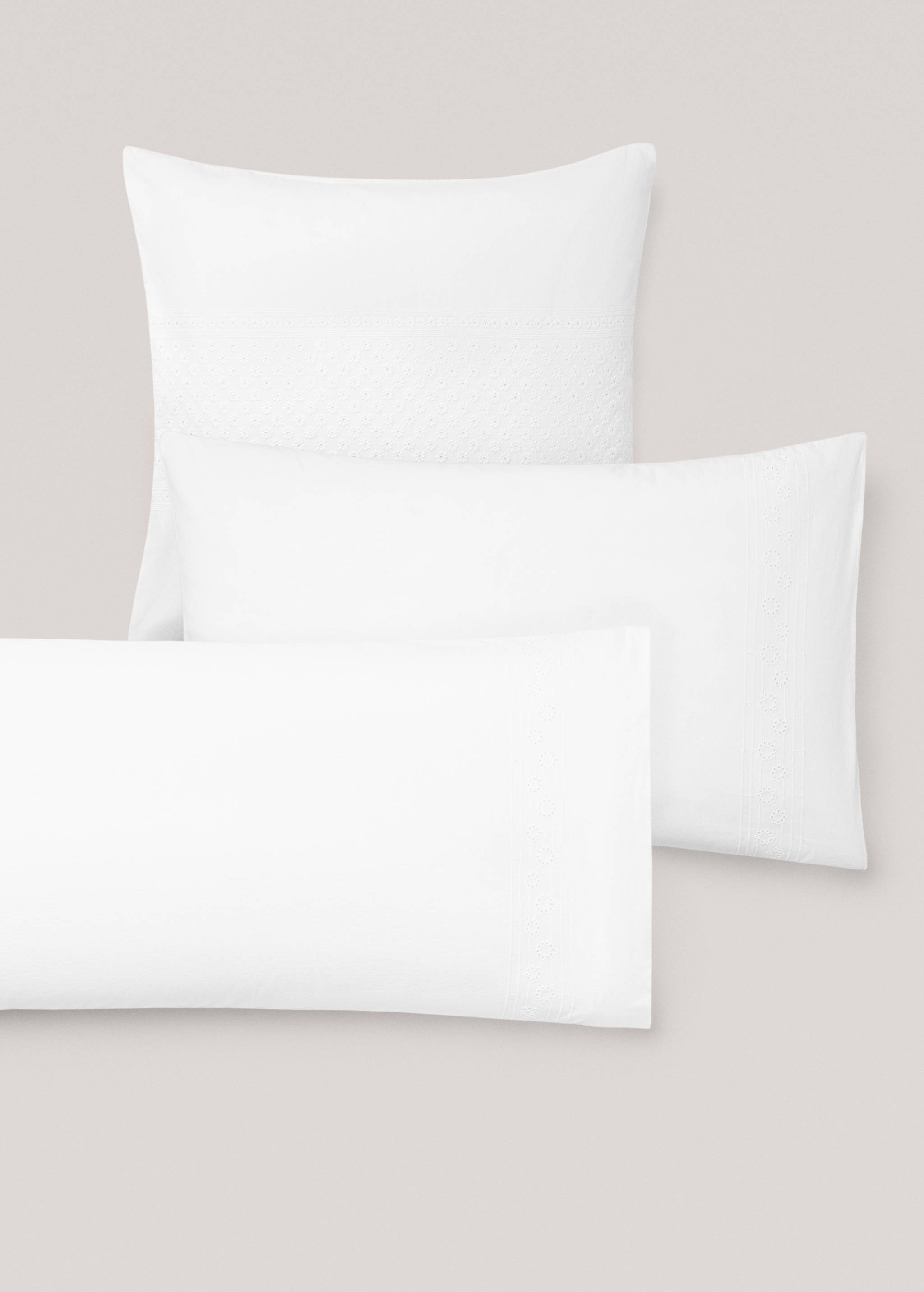 Floral embroidered cotton pillowcase 60x60cm - Details of the article 6