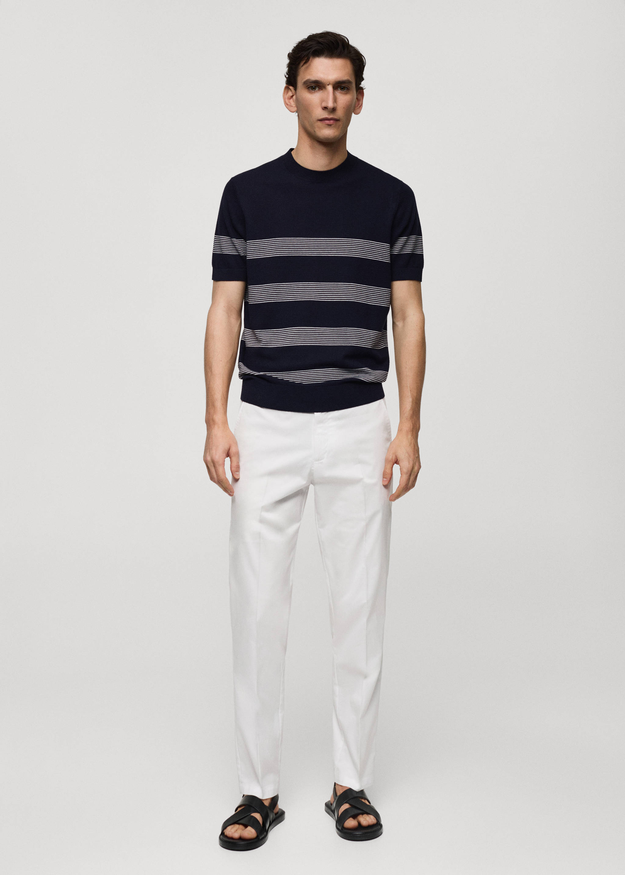 Striped modal cotton knitted t-shirt - General plane