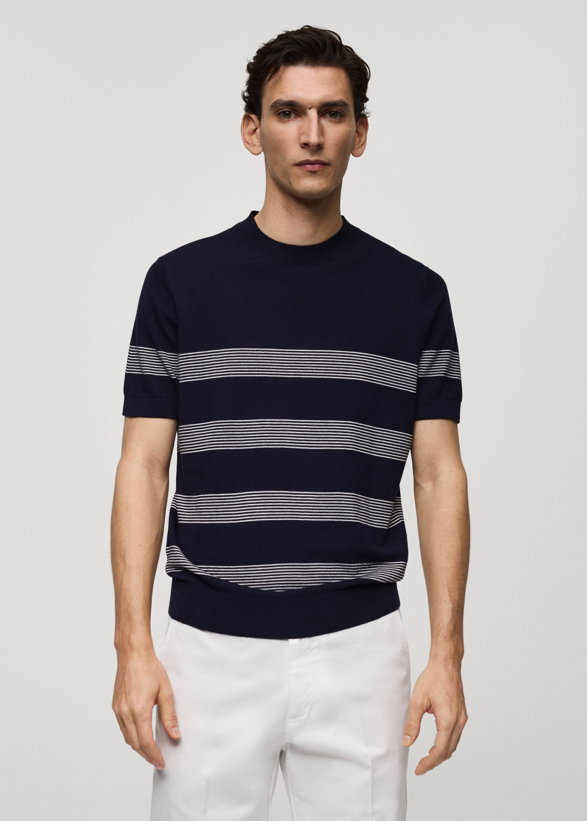 Striped modal cotton knitted t-shirt - Medium plane