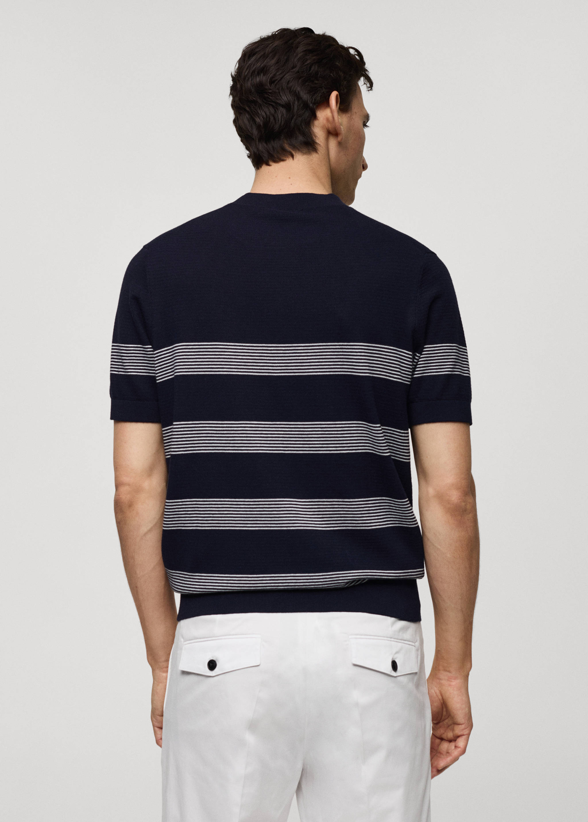 Striped modal cotton knitted t-shirt - Reverse of the article