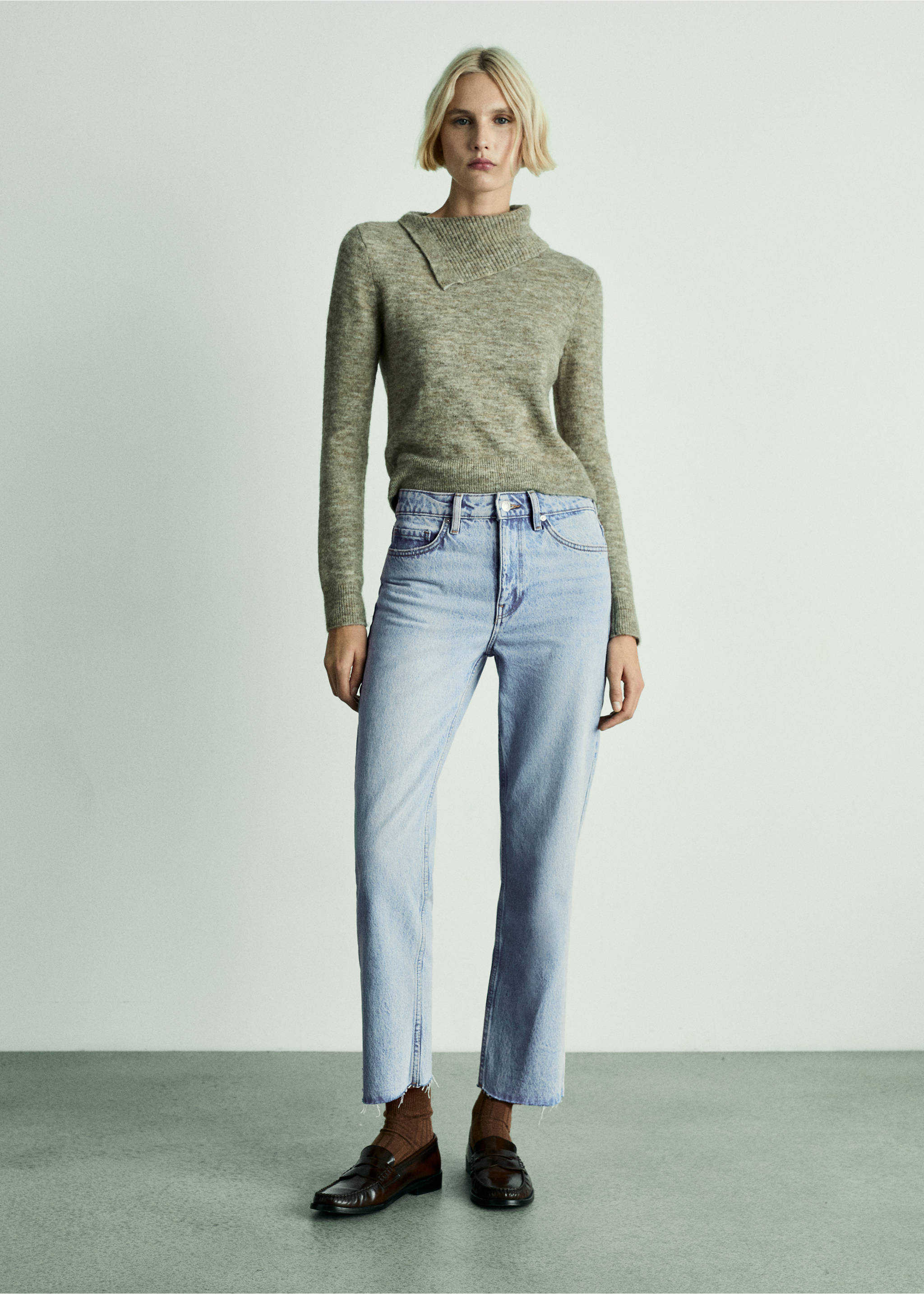Blanca straight-fit cropped jeans - General plane, Medium Blue. Ref: 77050589-00.