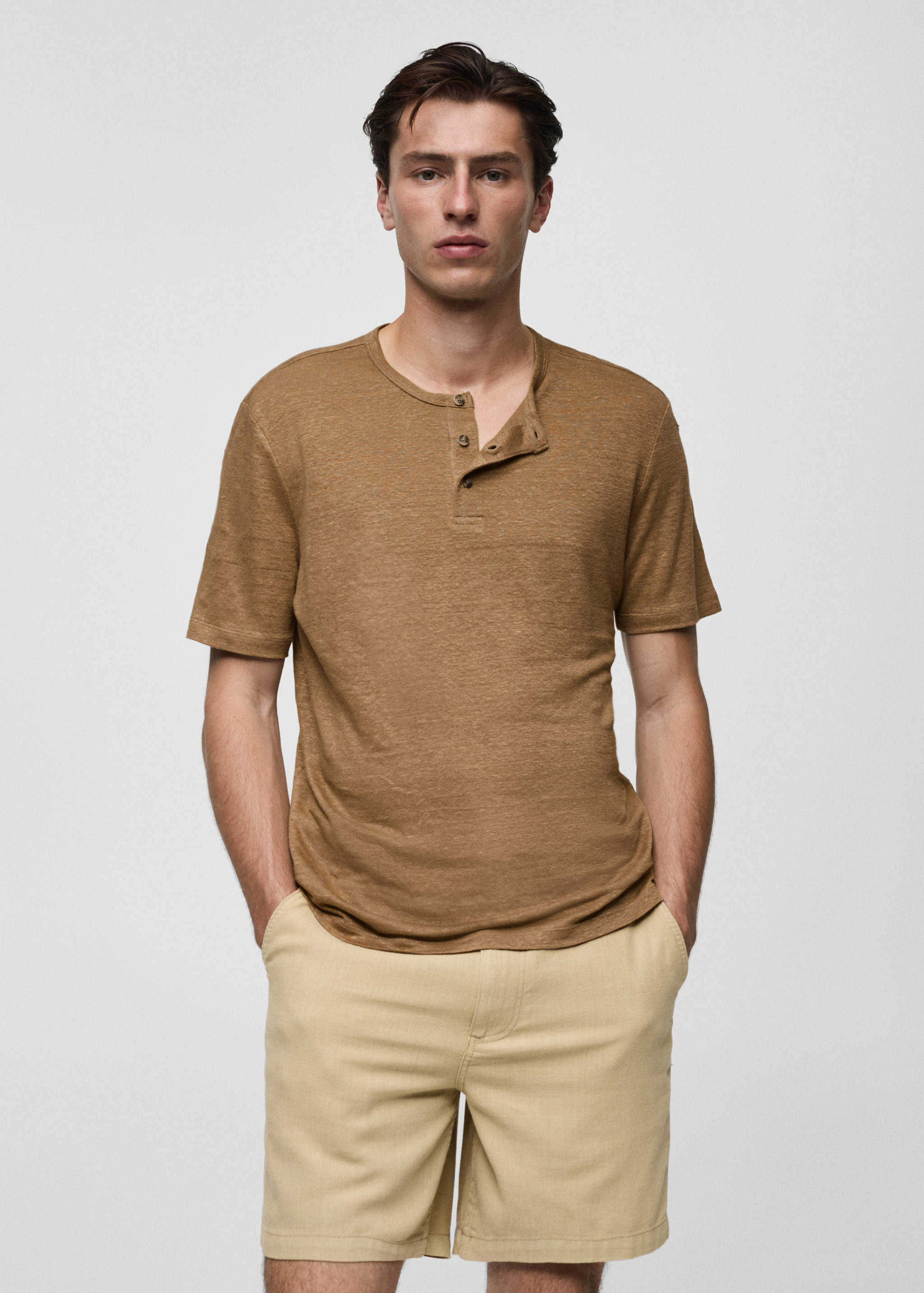 Slim-fit linen-blend t-shirt - Medium plane