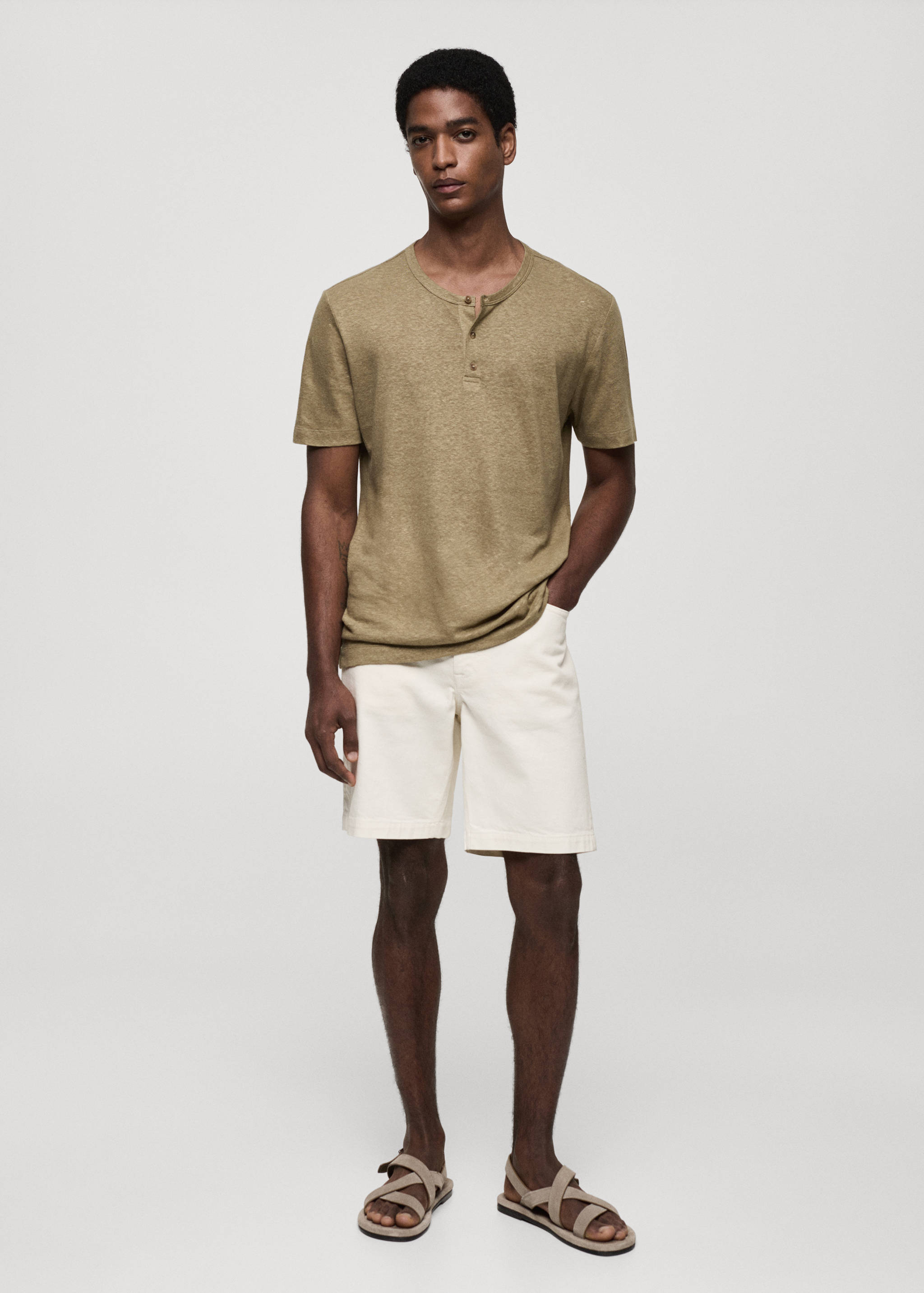 Slim fit lenkeverék póló - Általános sík