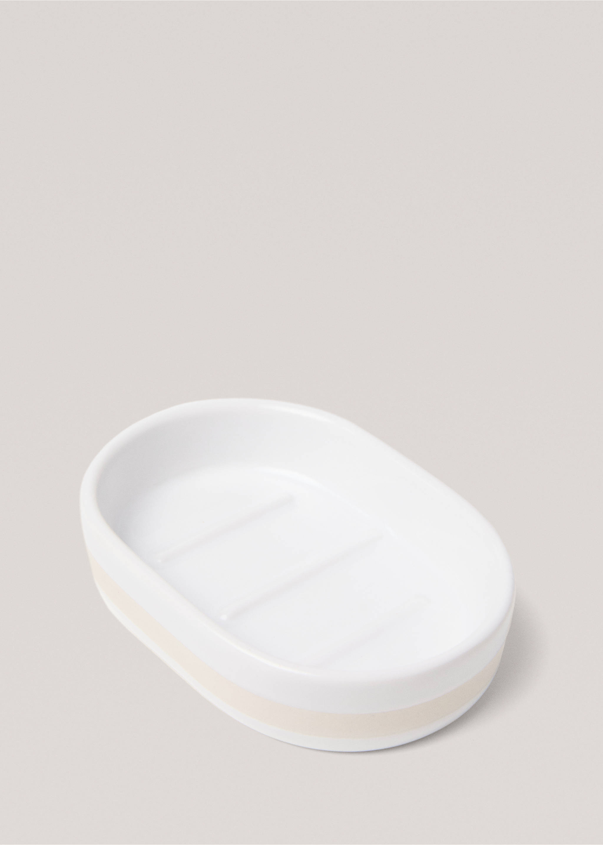 Stoneware soap holder - Details of the article 1, White. Ref: 77050603-00.