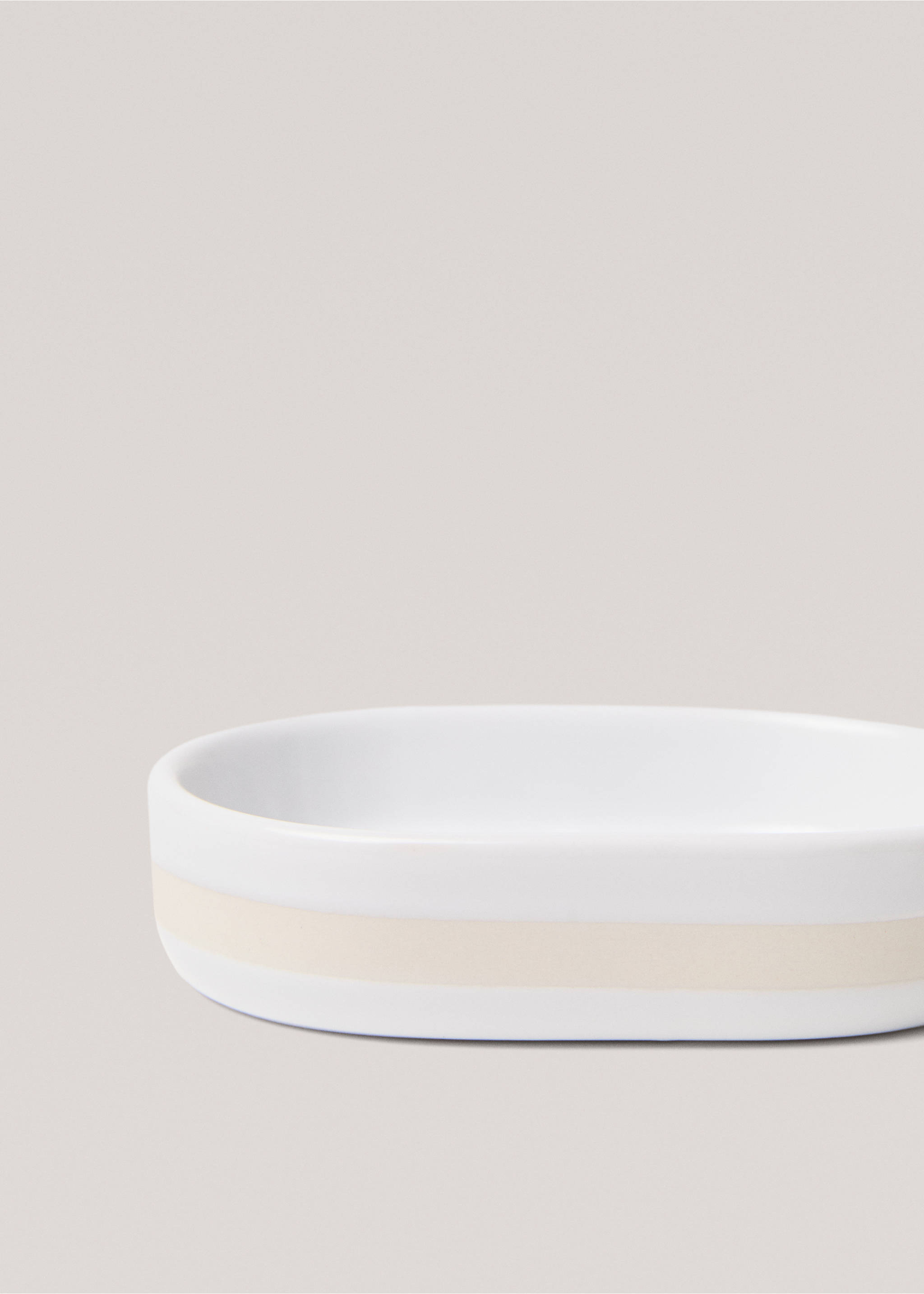 Stoneware soap holder - Details of the article 2, White. Ref: 77050603-00.