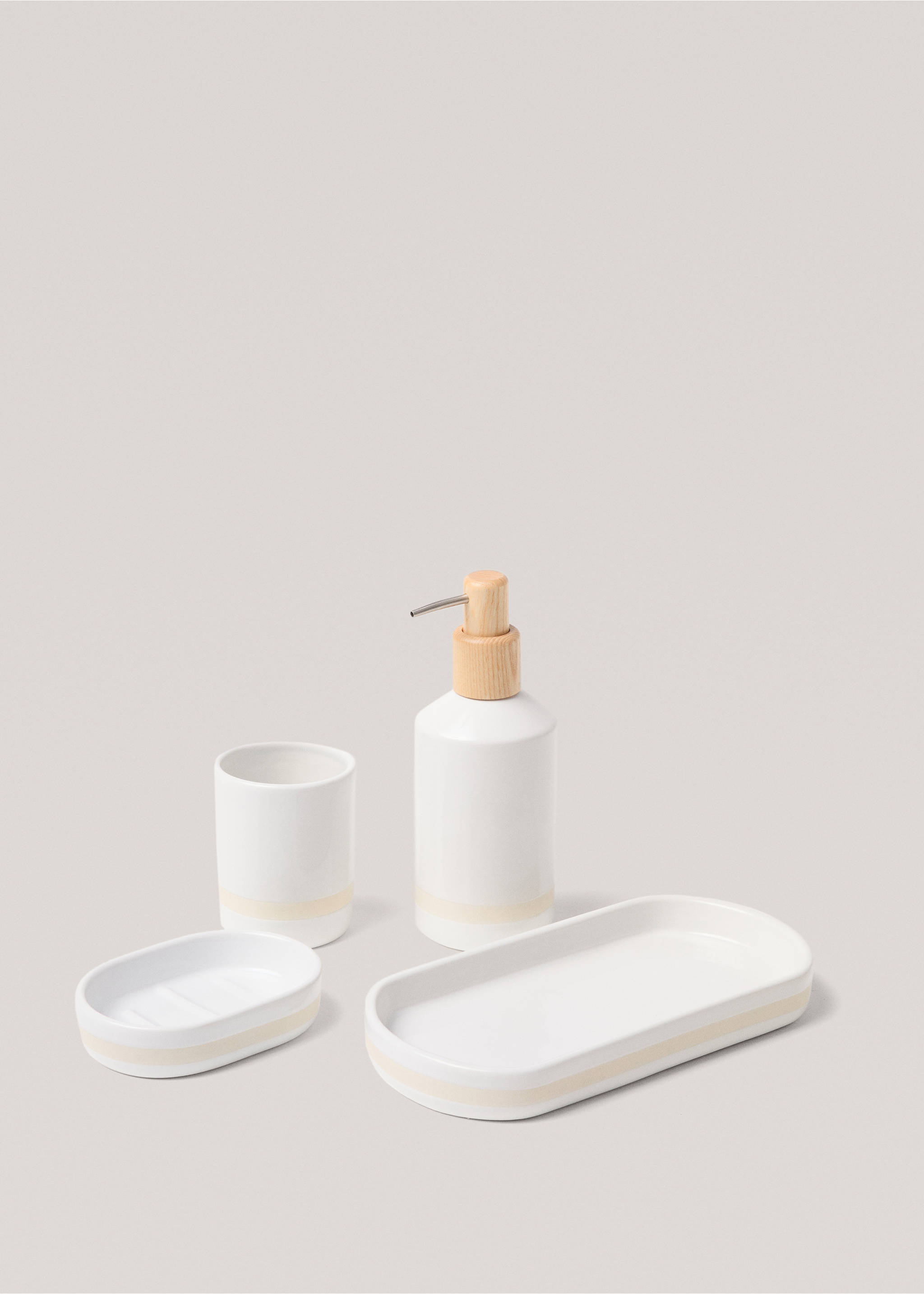 Stoneware soap holder - Details of the article 3, White. Ref: 77050603-00.