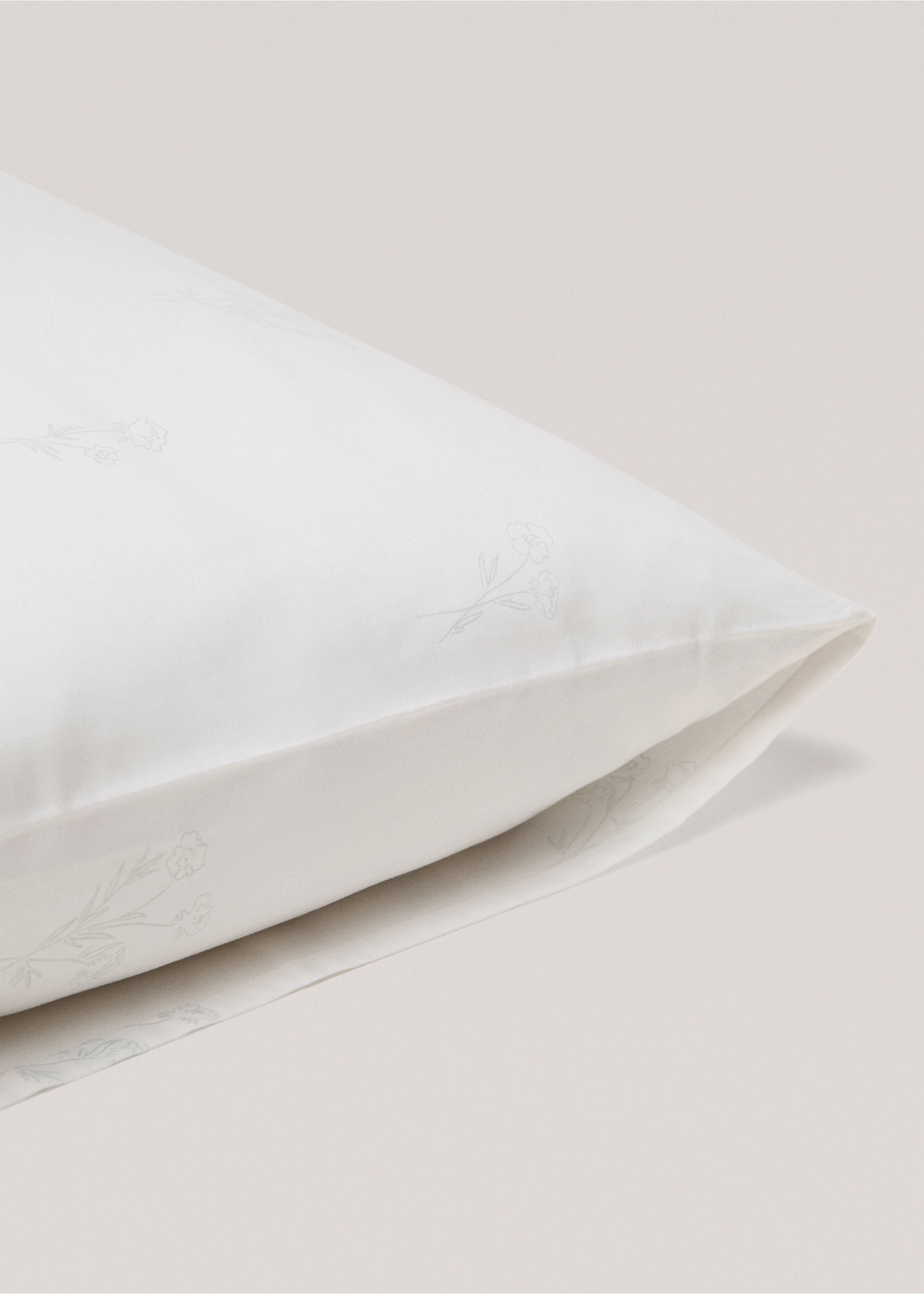 Floral pillow case 50x75cm - Details of the article 1, Aqua Green. Ref: 77050617-00.