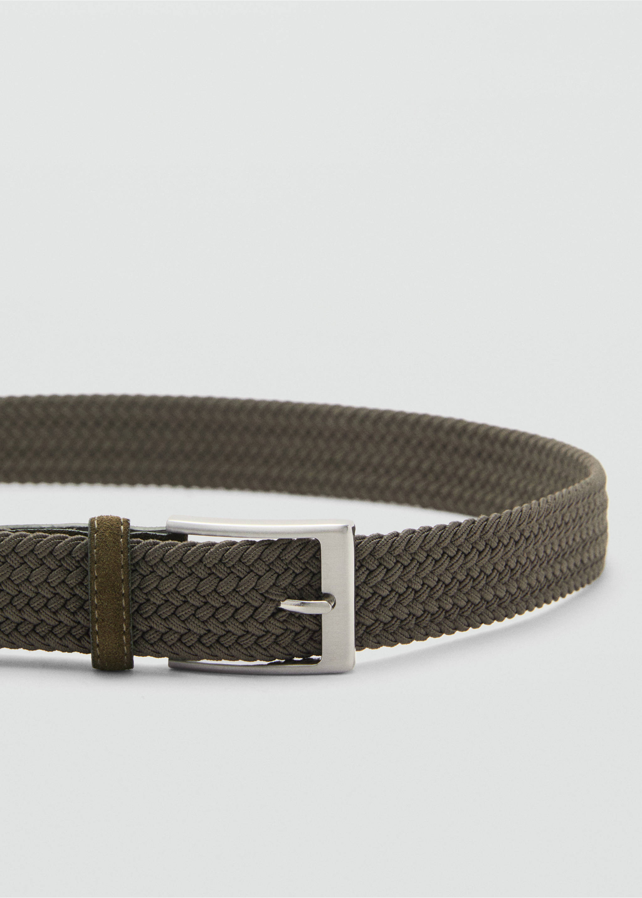 Braided elastic belt - Details of the article 1, Khaki. Ref: 77050620-00.