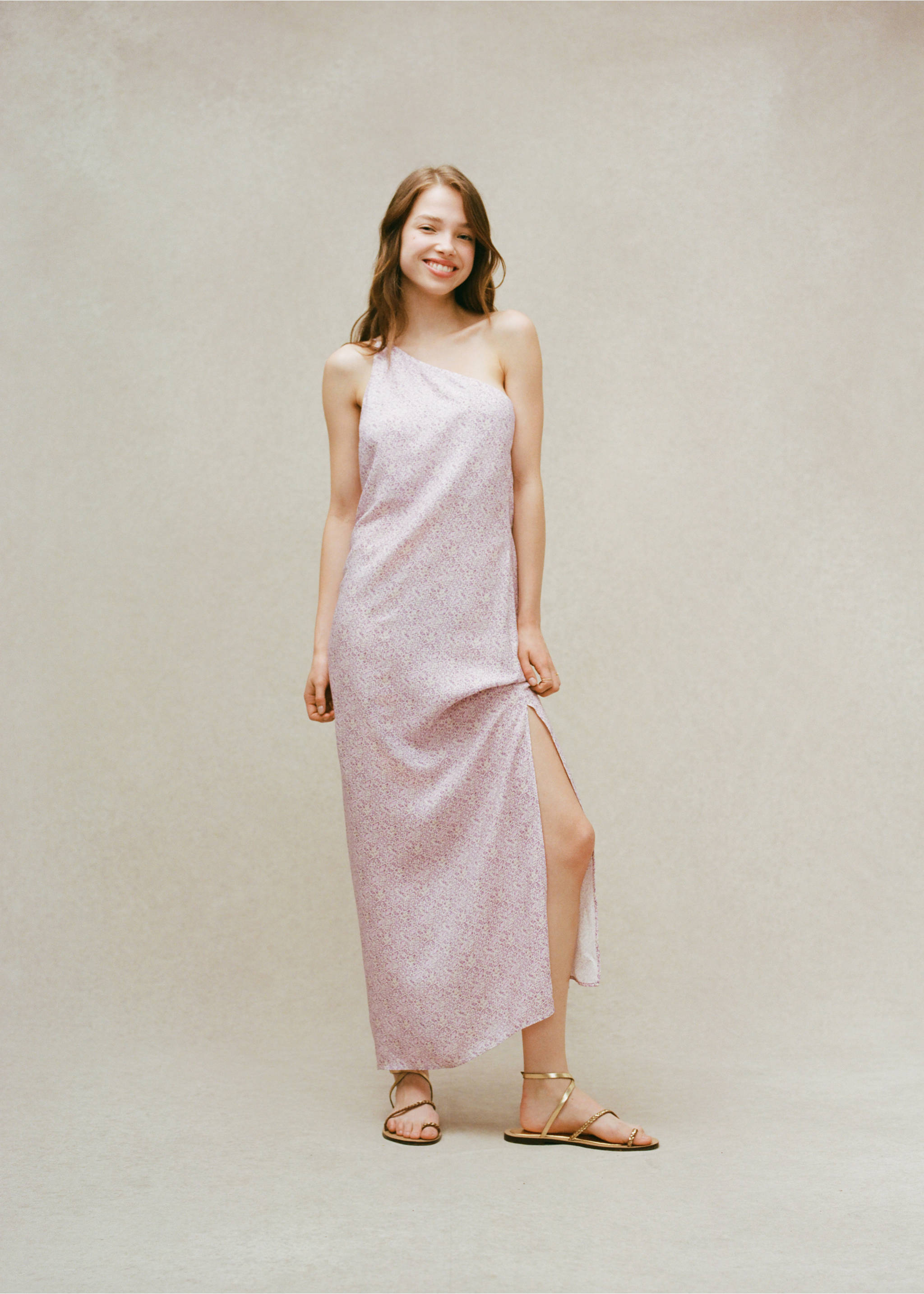 Vestit asimètric estampat - Detall de l'article 5, Lila. Ref: 77050640-00.